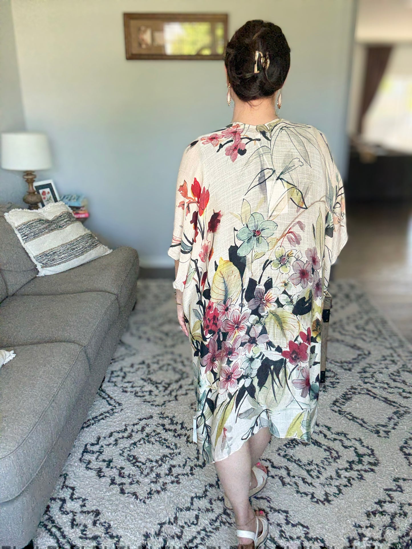 Northbrook Watercolor Floral Open Front Kimono