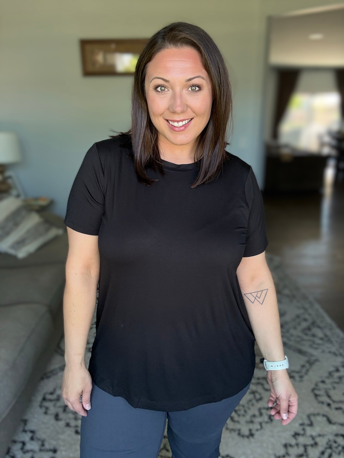 Classic Modal Black Short Sleeve Top
