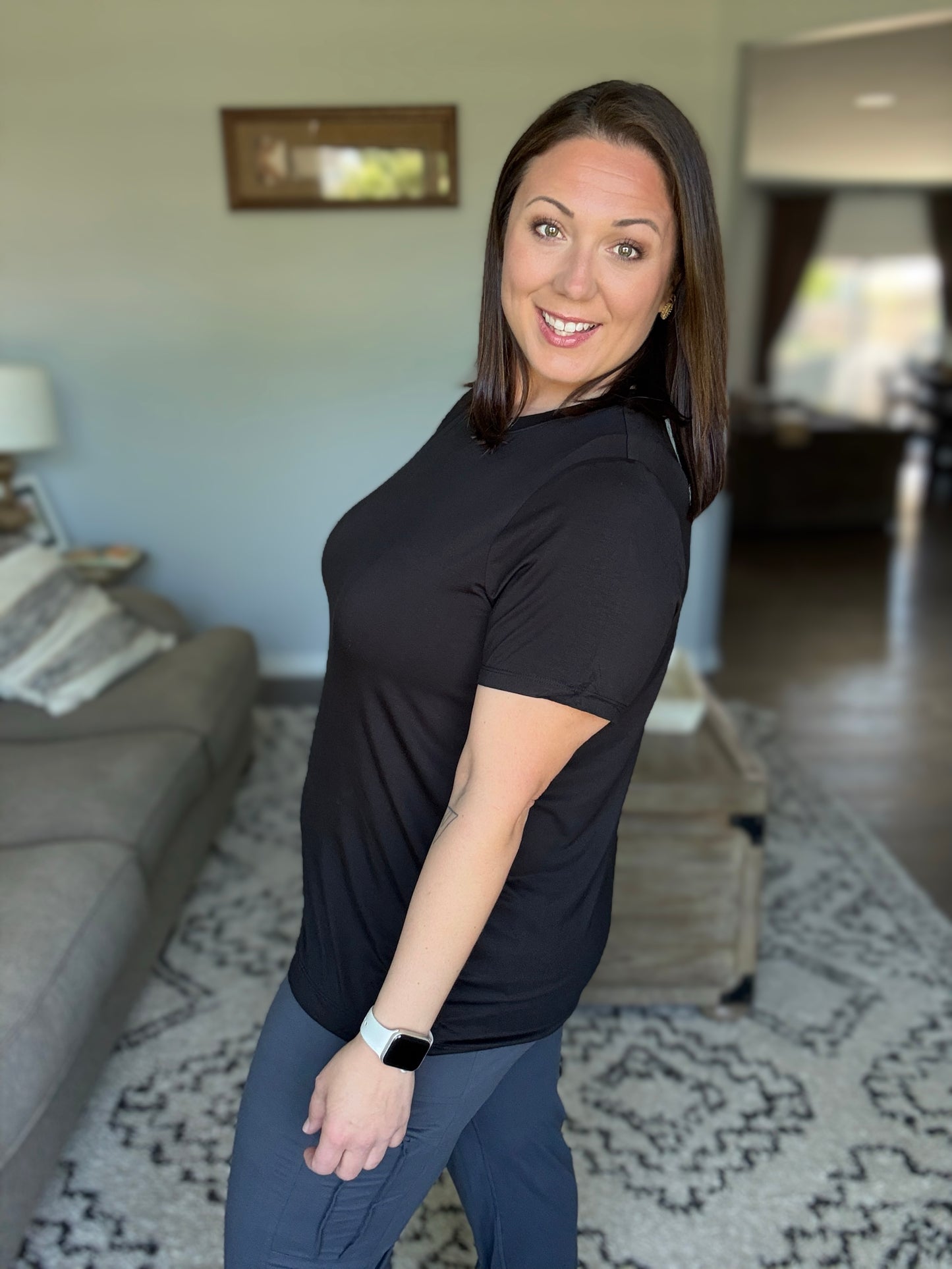 Classic Modal Black Short Sleeve Top