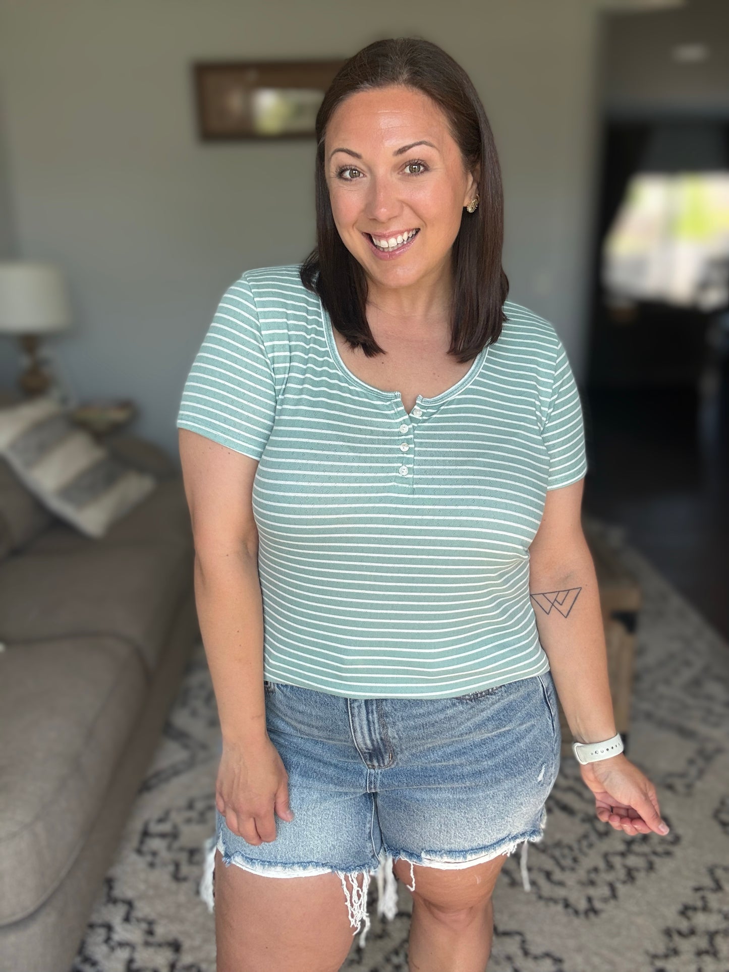 Simply Me Scoop Neck Henley Top