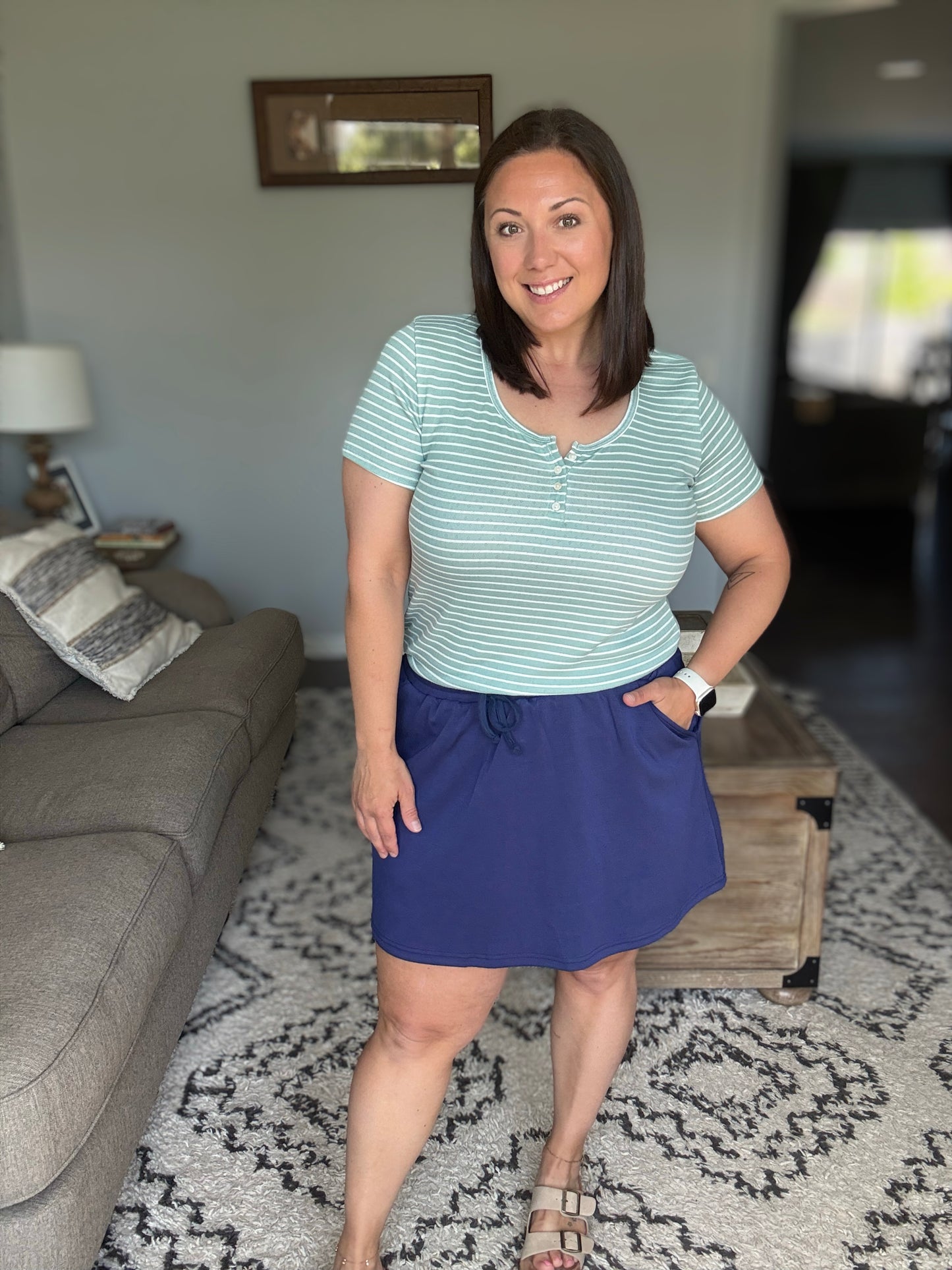 Simply Me Scoop Neck Henley Top