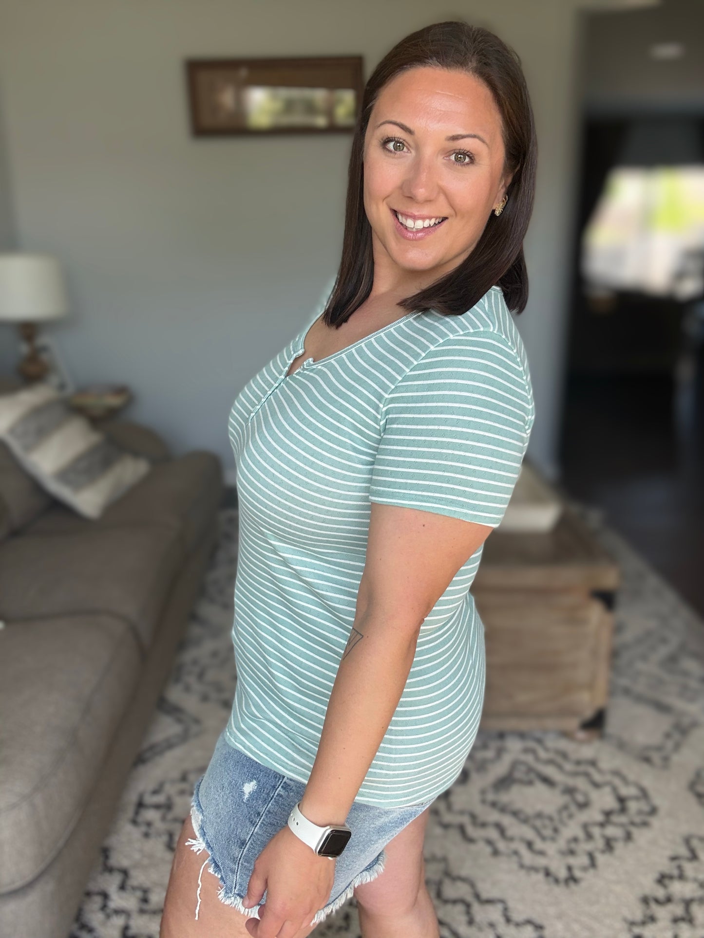Simply Me Scoop Neck Henley Top