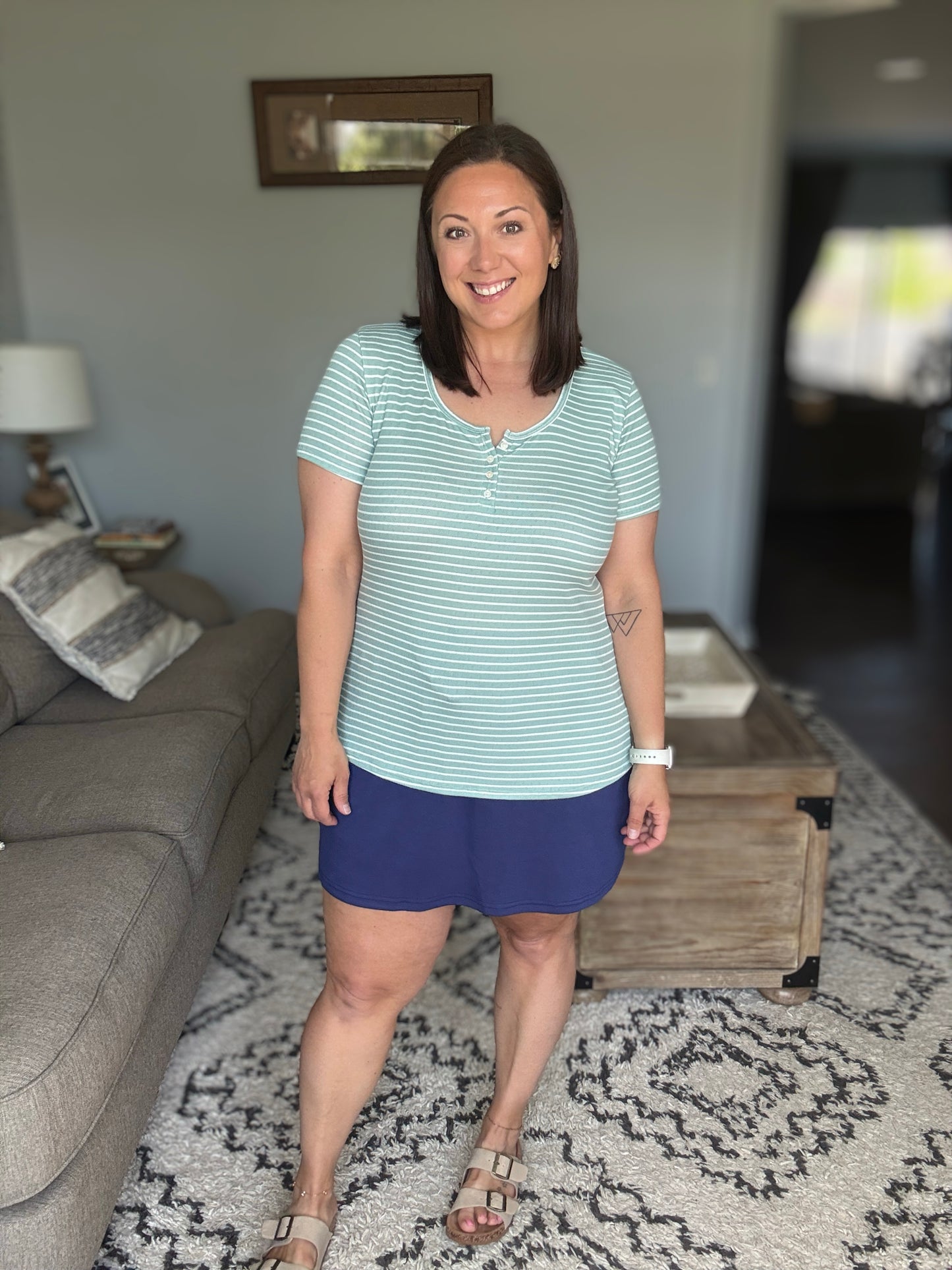 Simply Me Scoop Neck Henley Top