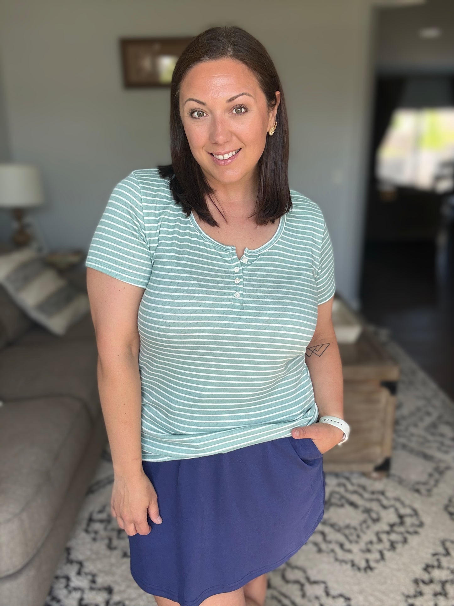 Simply Me Scoop Neck Henley Top
