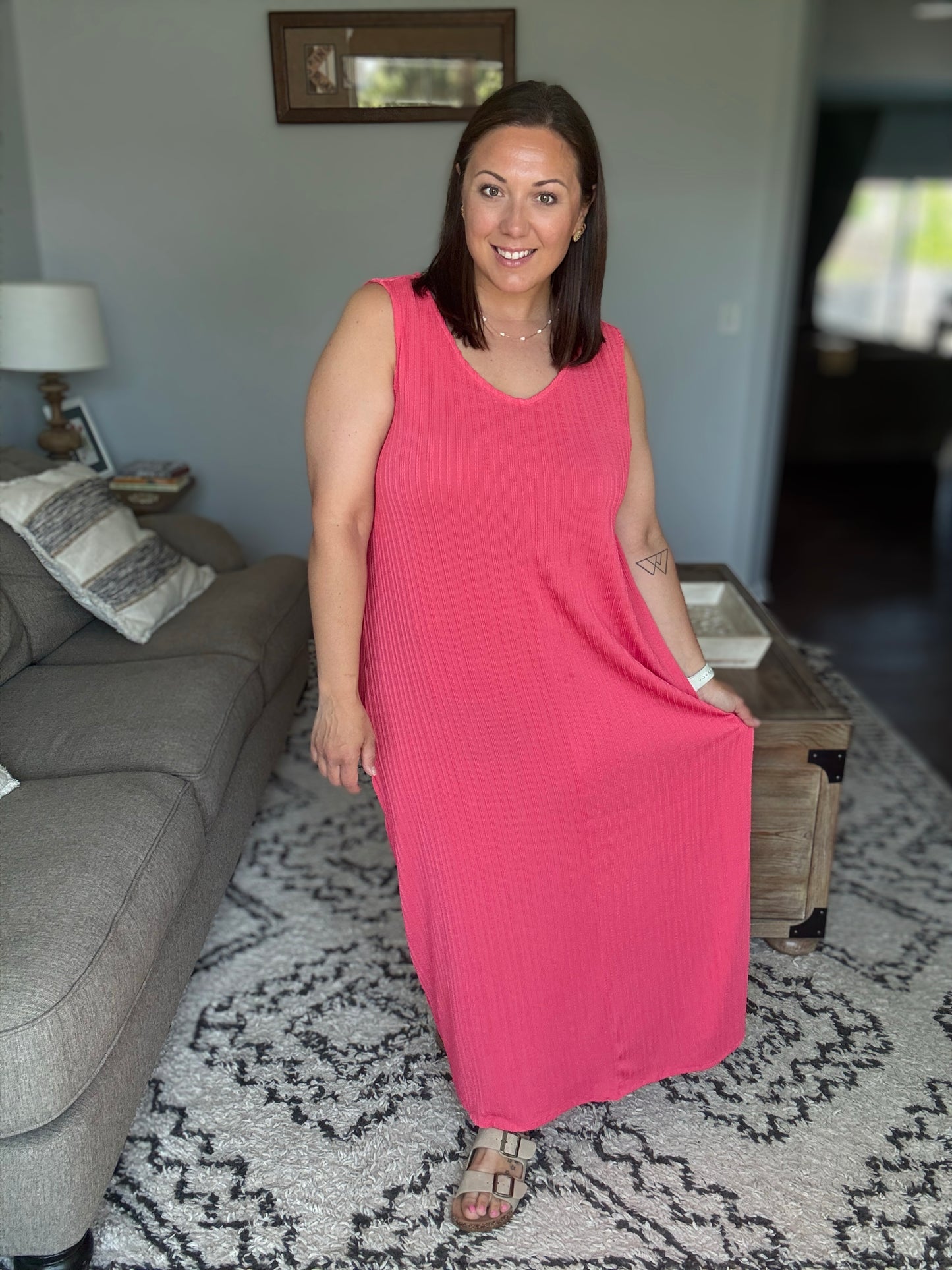 Everything She Wants Sleeveless Maxi Dress in Coral