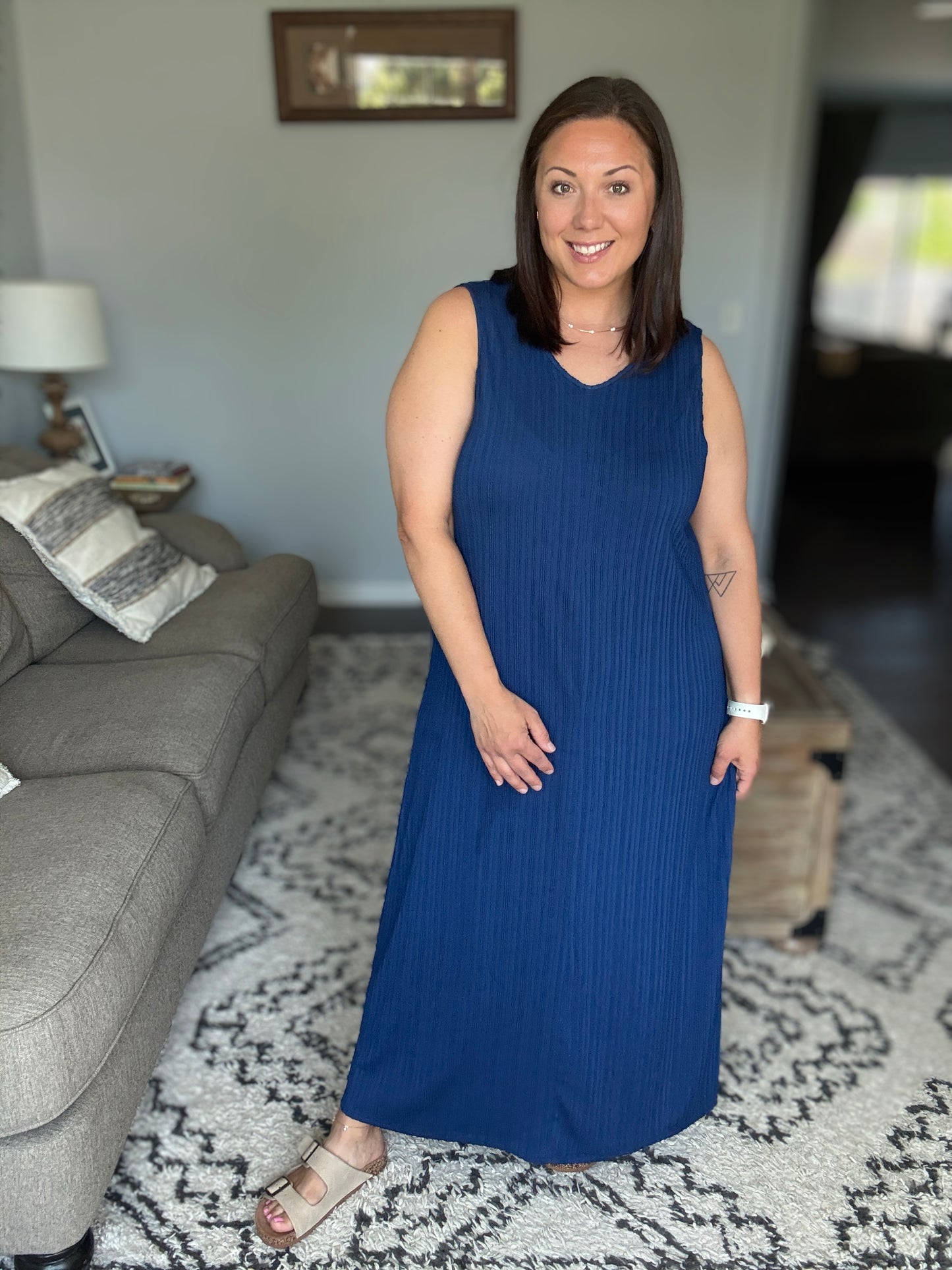 Everything She Wants Sleeveless Maxi Dress in Navy