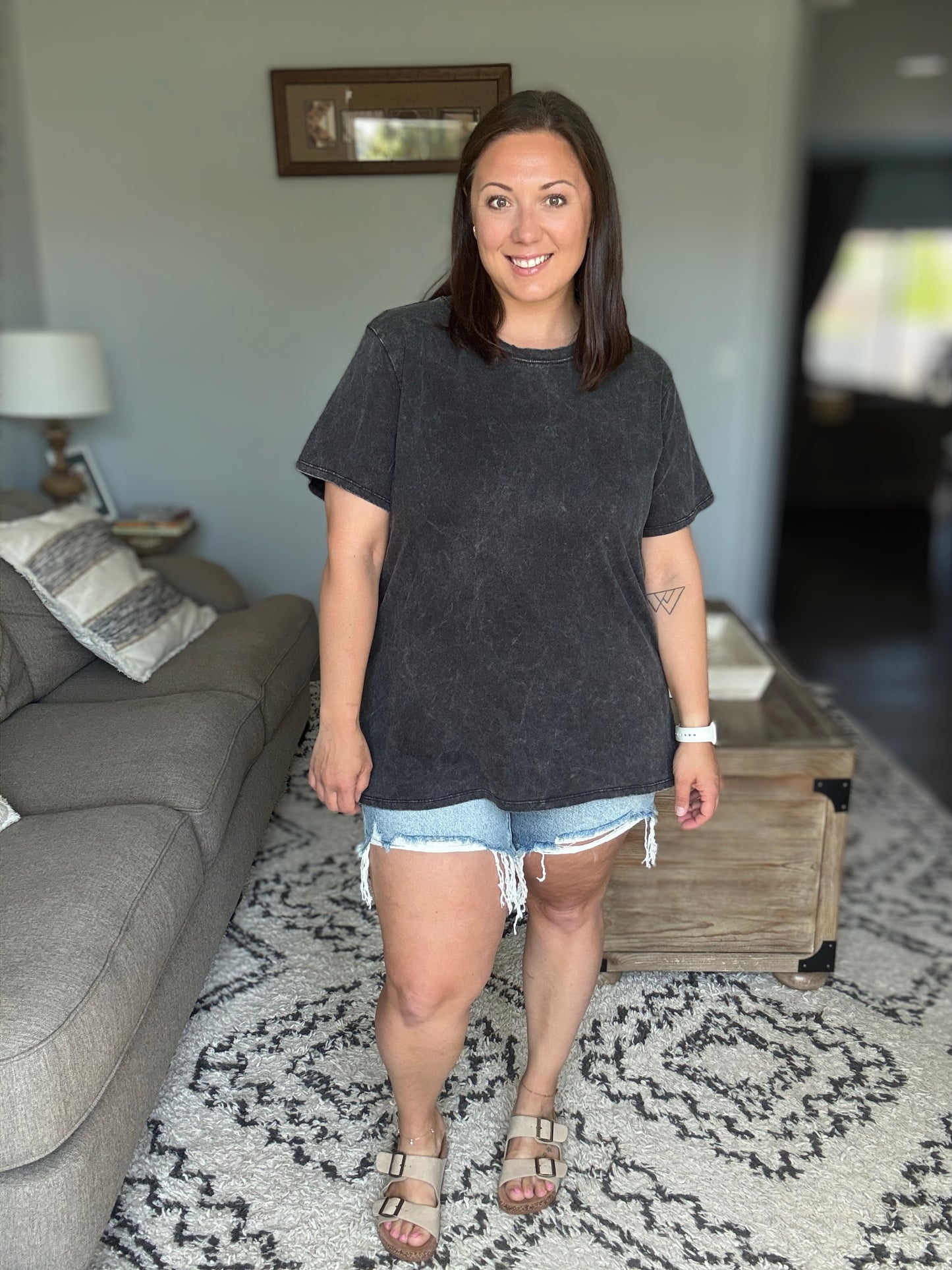 Had to Be There Mineral Wash Tee in Ash Black