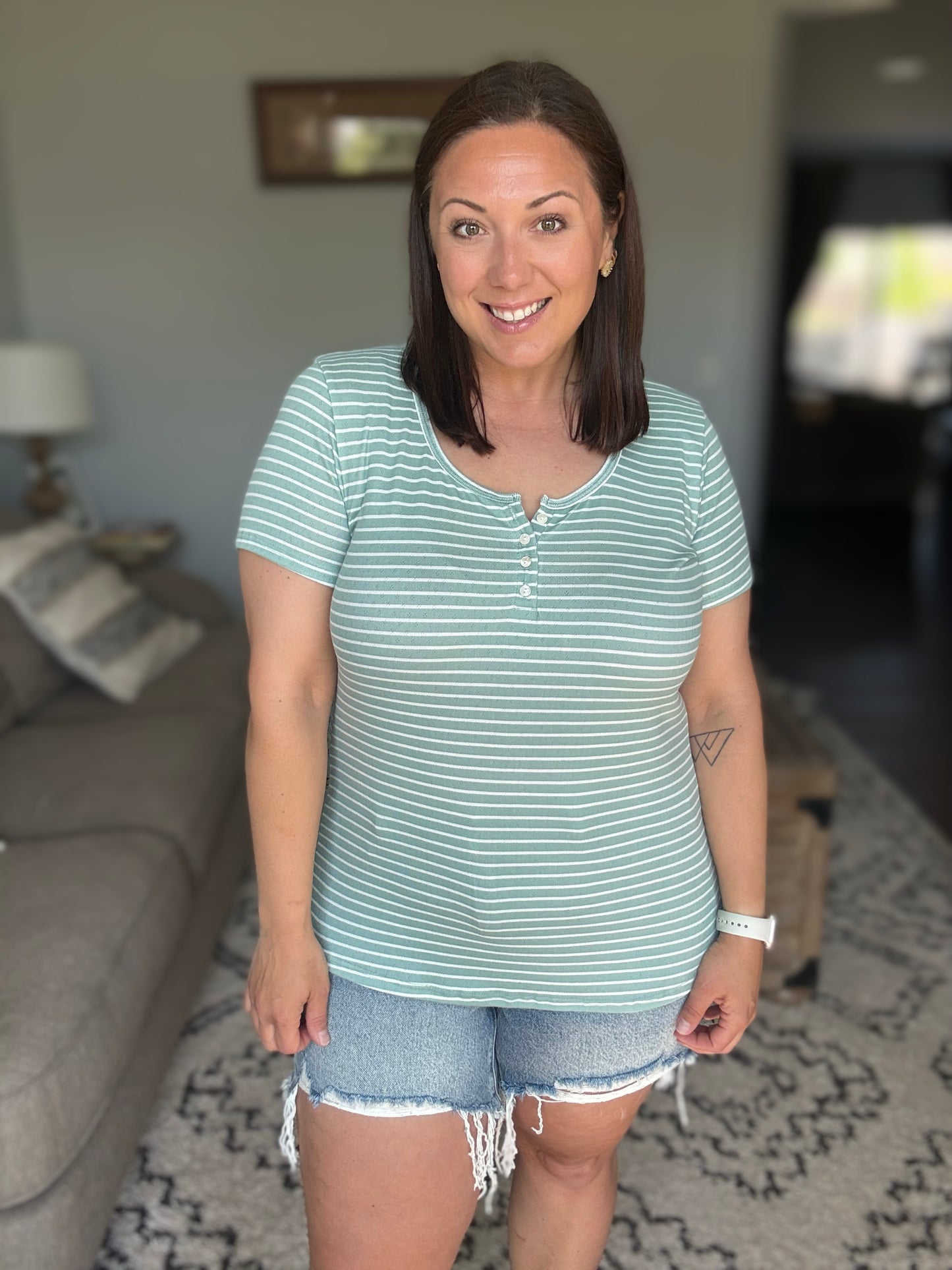 Simply Me Scoop Neck Henley Top