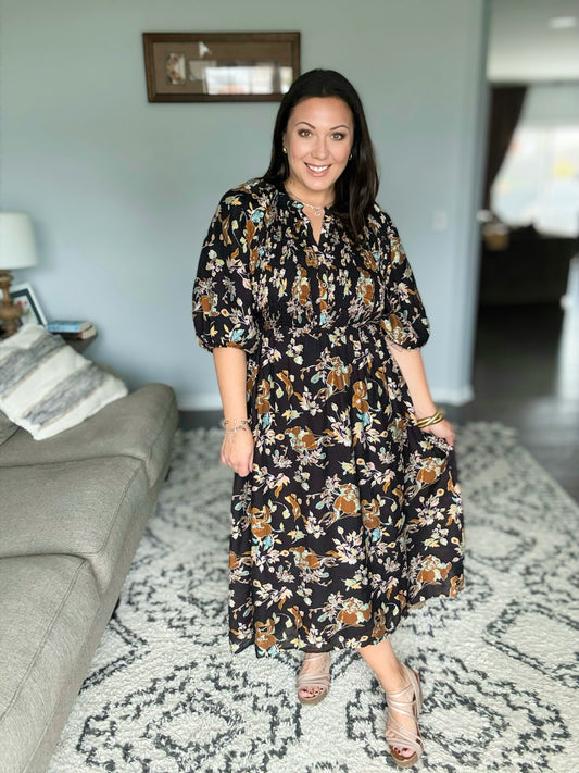 Look My Way Smocked Bodice Button Down Dress