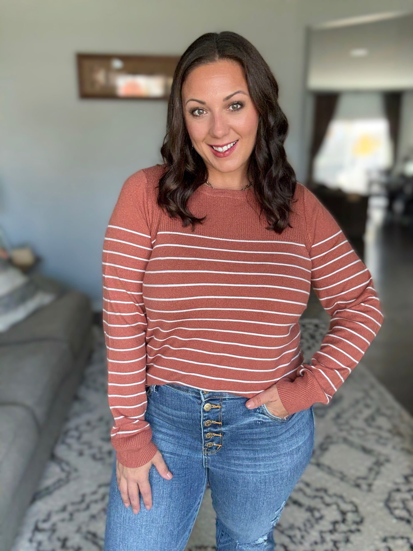 Rust Revival Long Sleeve Knit Top