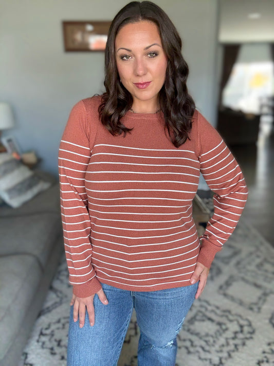 Rust Revival Long Sleeve Knit Top