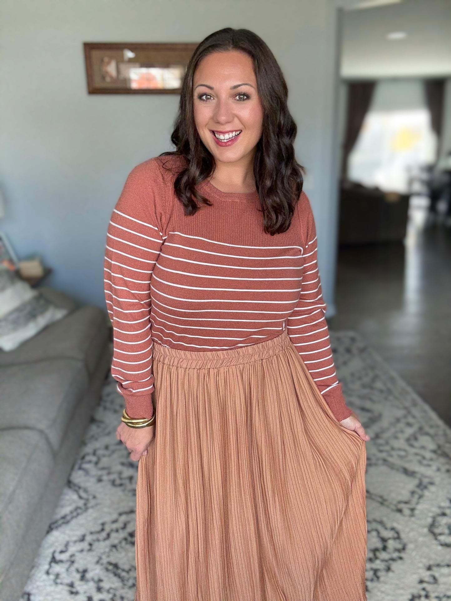 Rust Revival Long Sleeve Knit Top