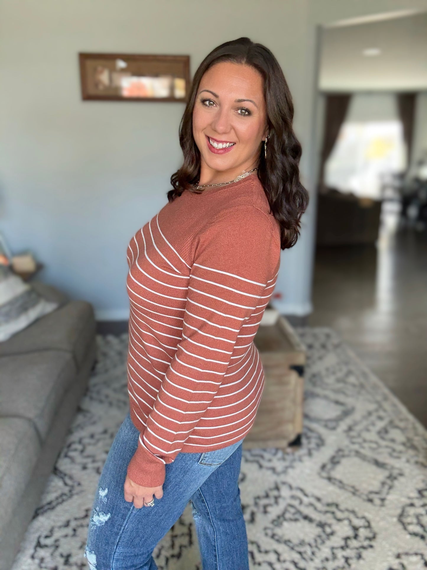 Rust Revival Long Sleeve Knit Top