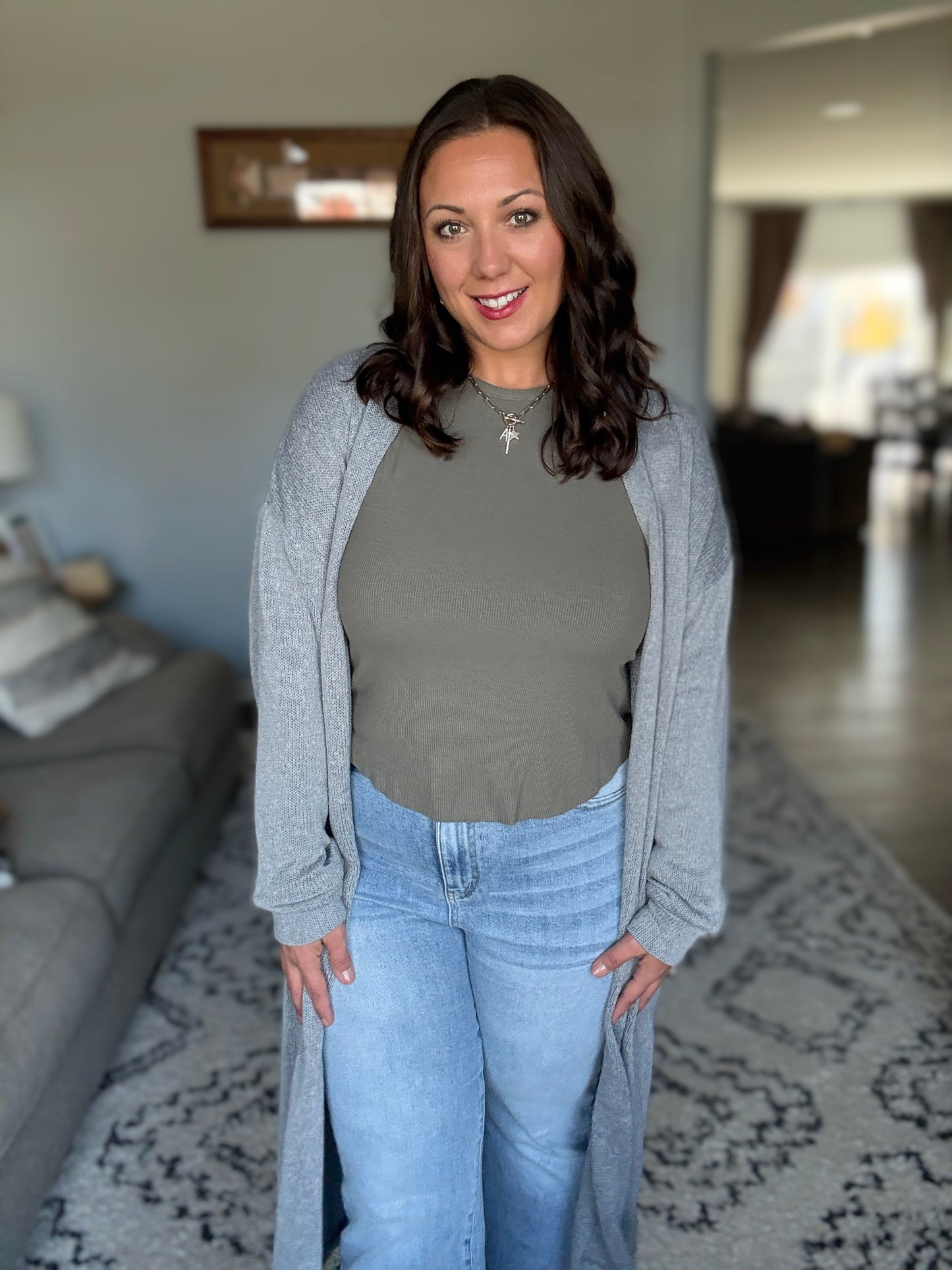 Travel Hideaway Open Front Duster Cardigan in Soft Grey