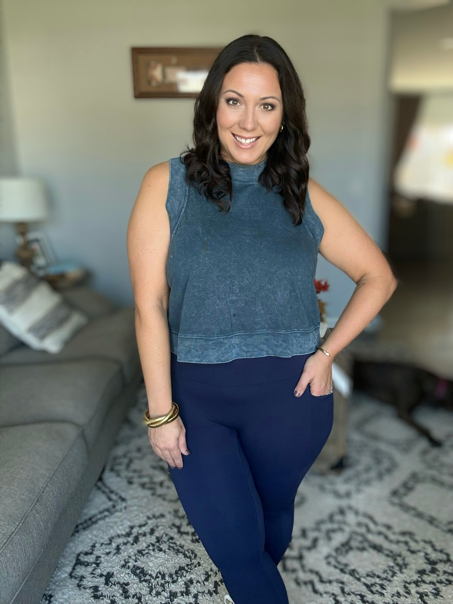 Palmer Pocketed Suck and Tuck Leggings in Black or Navy