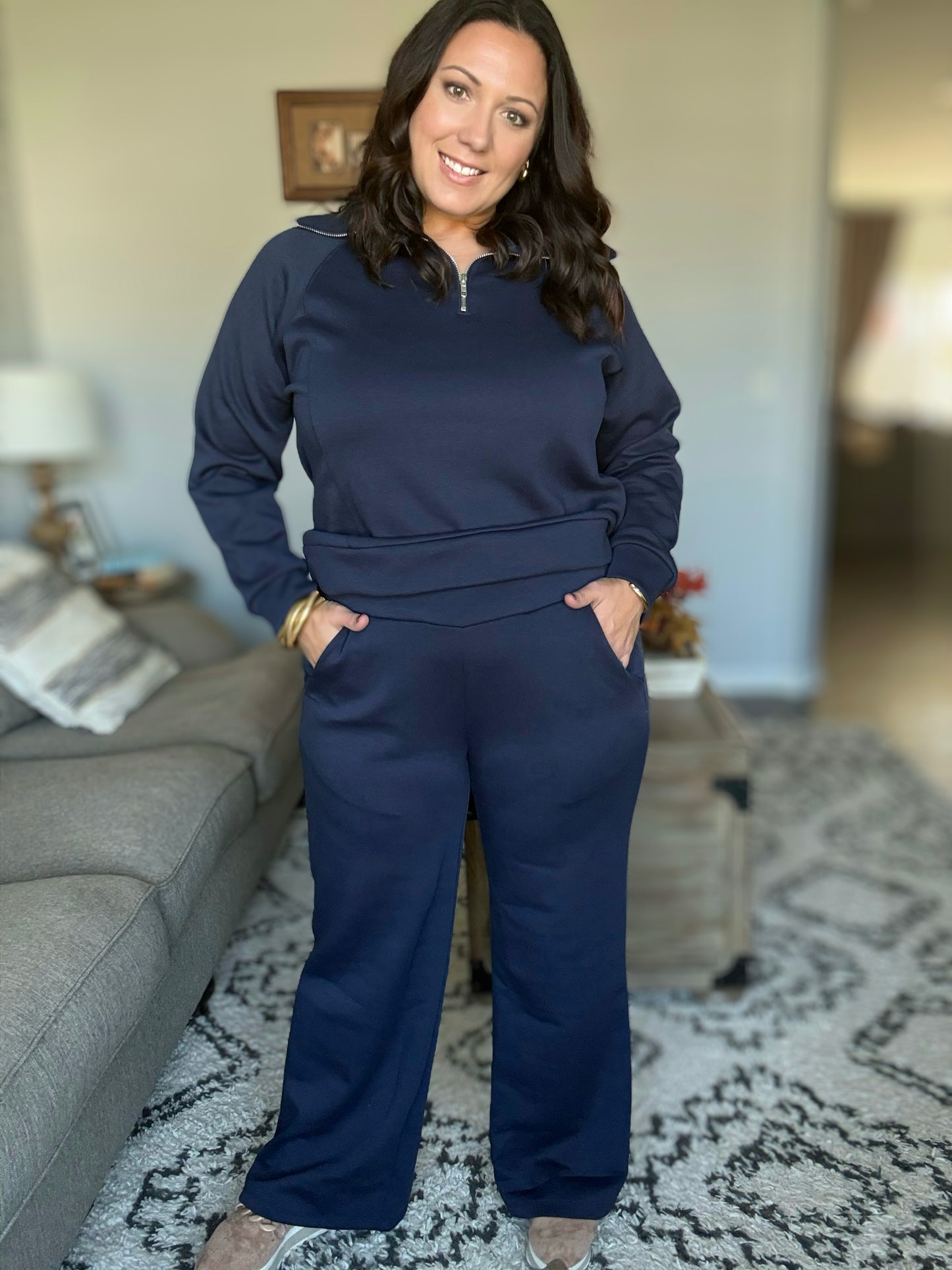Resort Travel Wide Leg Crop Pant in  Navy
