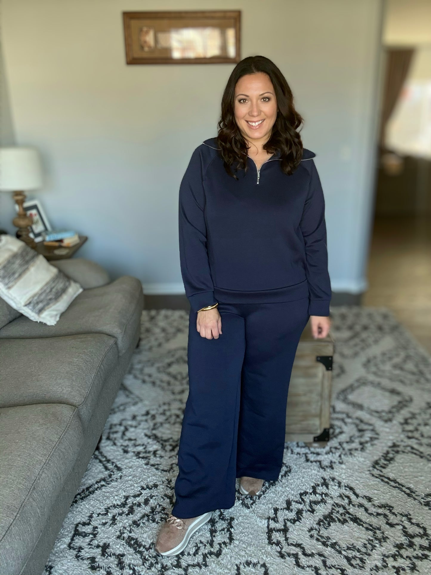 Resort Travel Wide Leg Crop Pant in  Navy