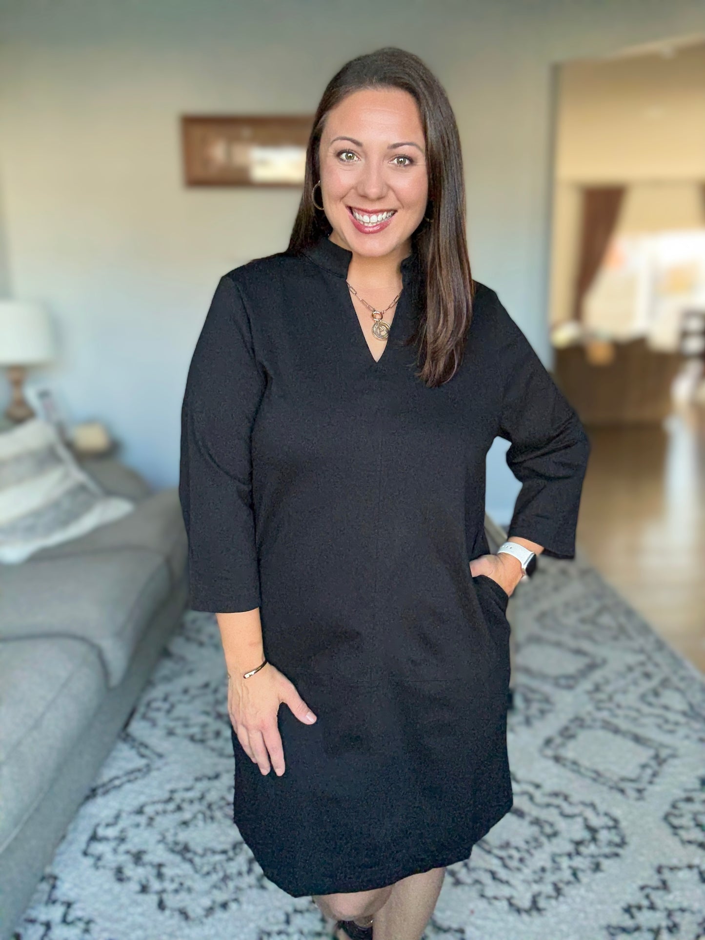 Portfolio Quarter Sleeve Dress in Black