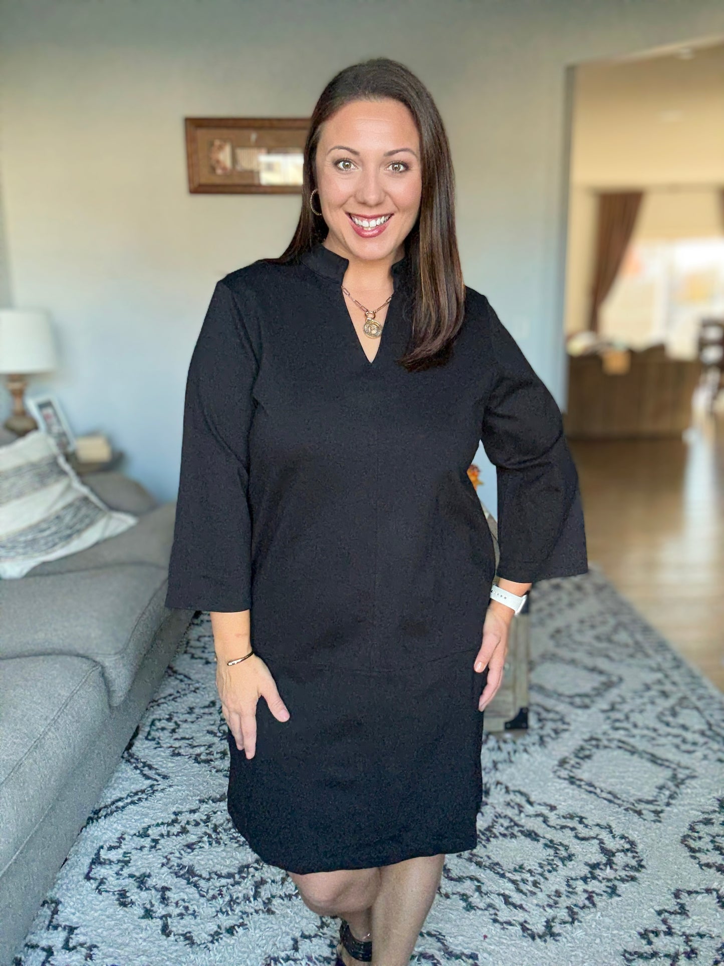 Portfolio Quarter Sleeve Dress in Black