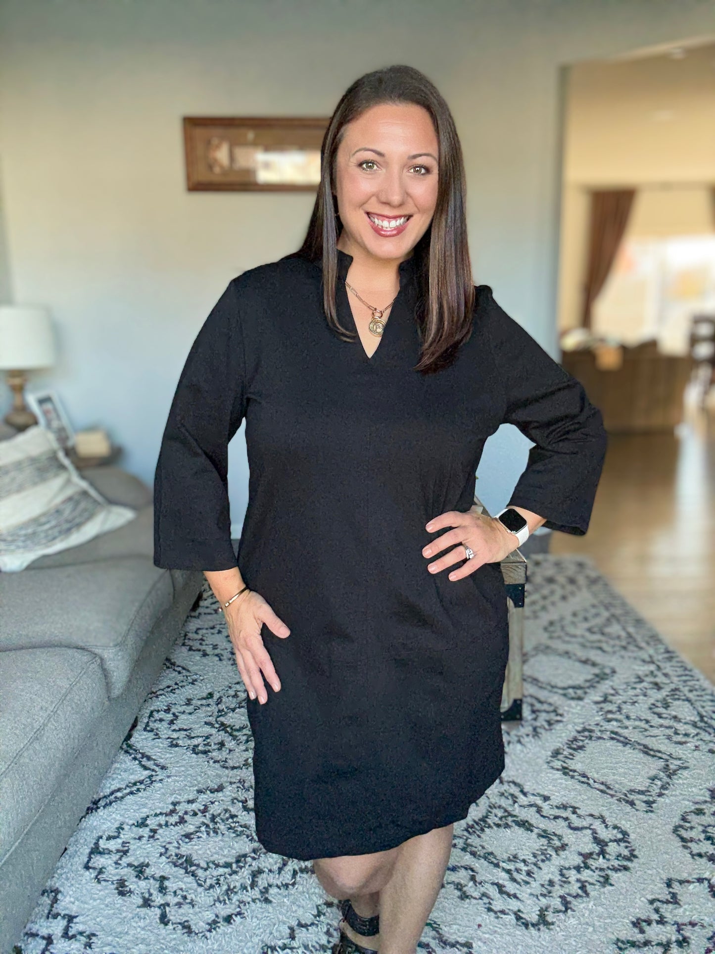 Portfolio Quarter Sleeve Dress in Black