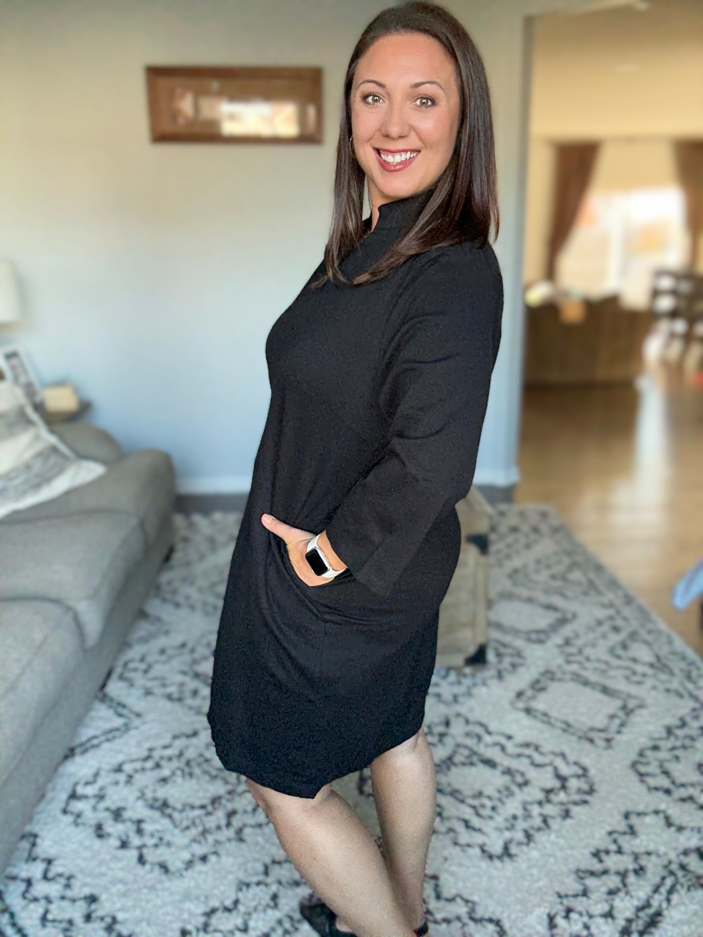 Portfolio Quarter Sleeve Dress in Black