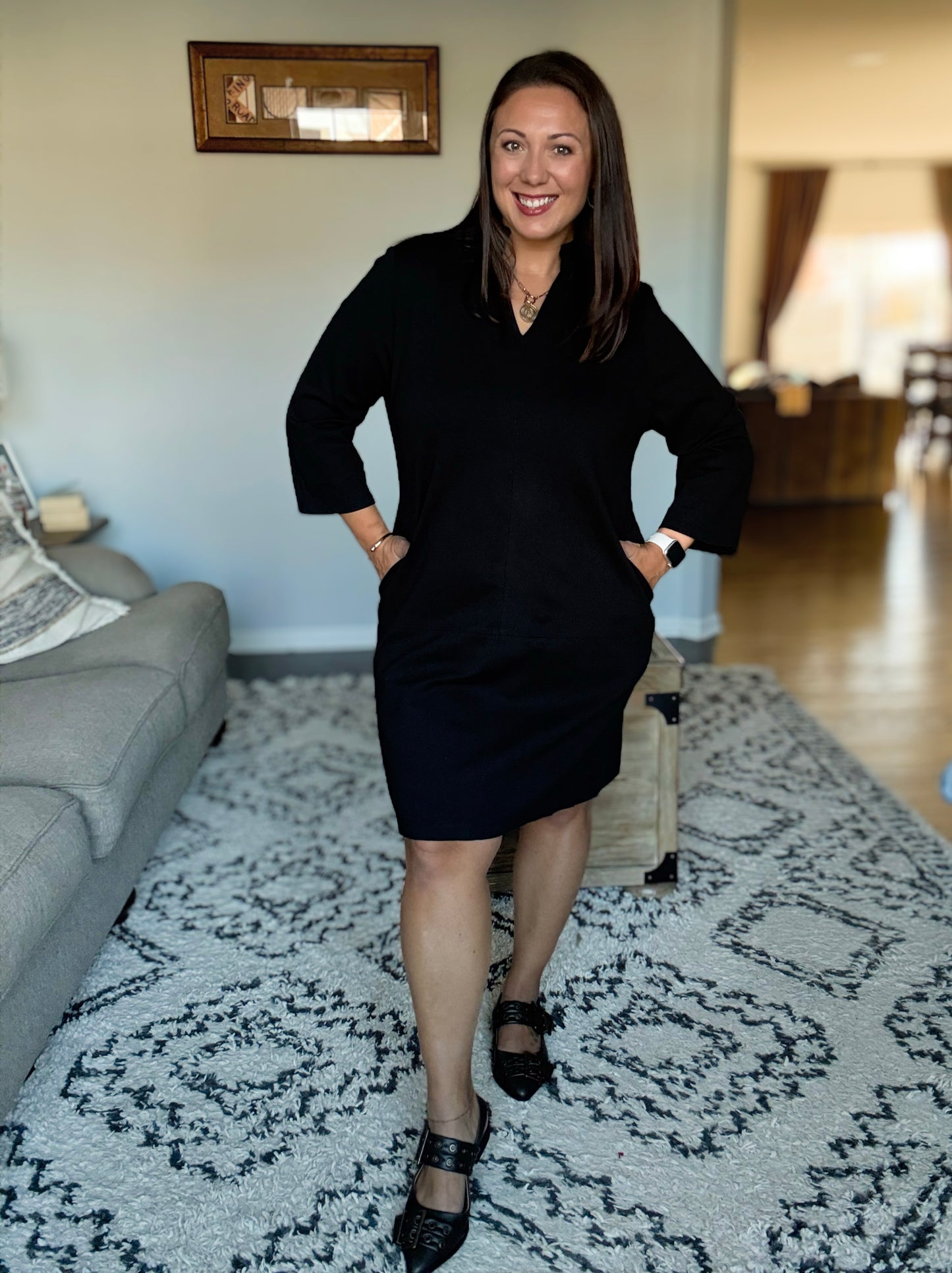 Portfolio Quarter Sleeve Dress in Black