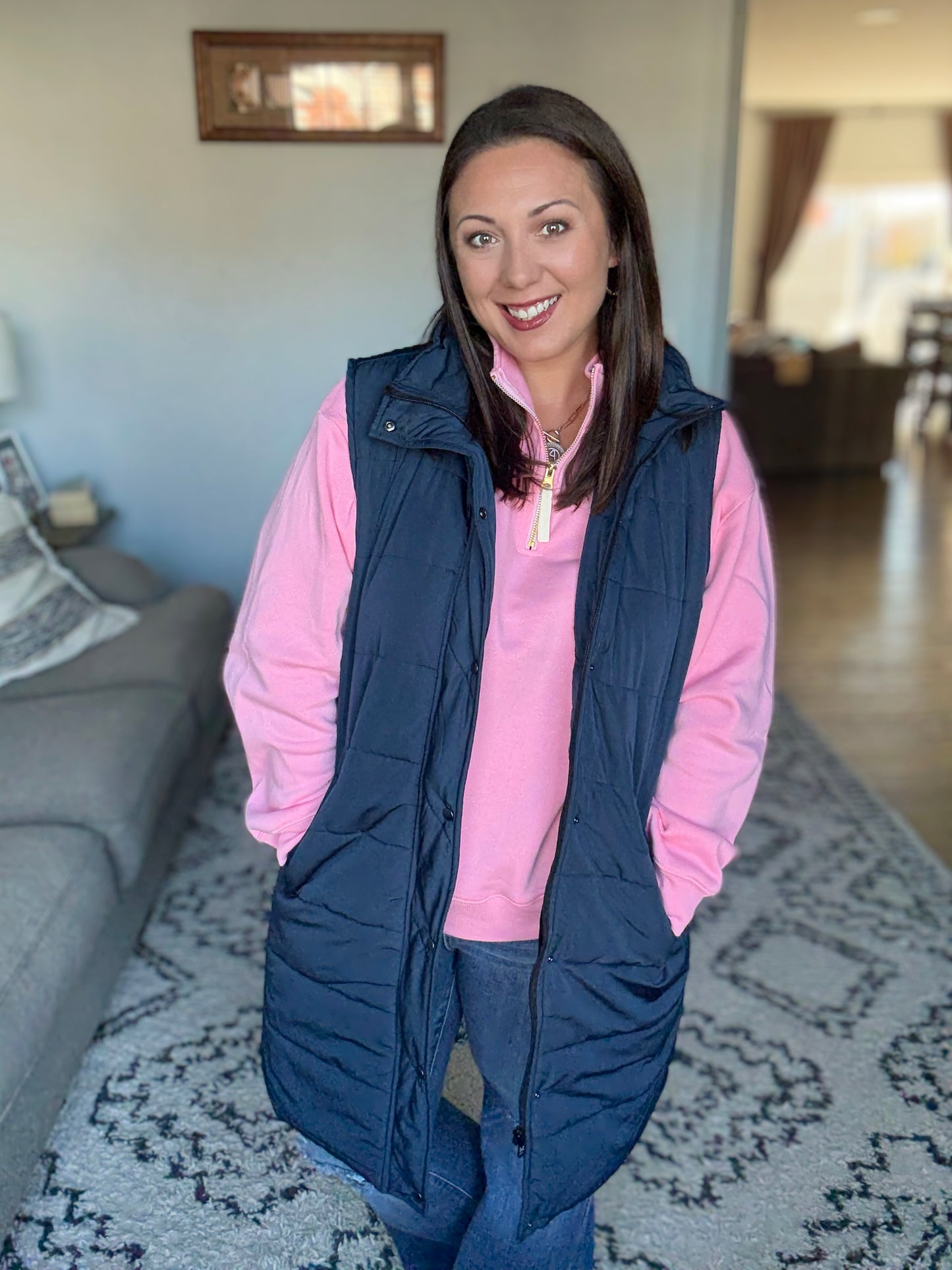 Sweater Weather Half Zip High Neck Pullover in Pink