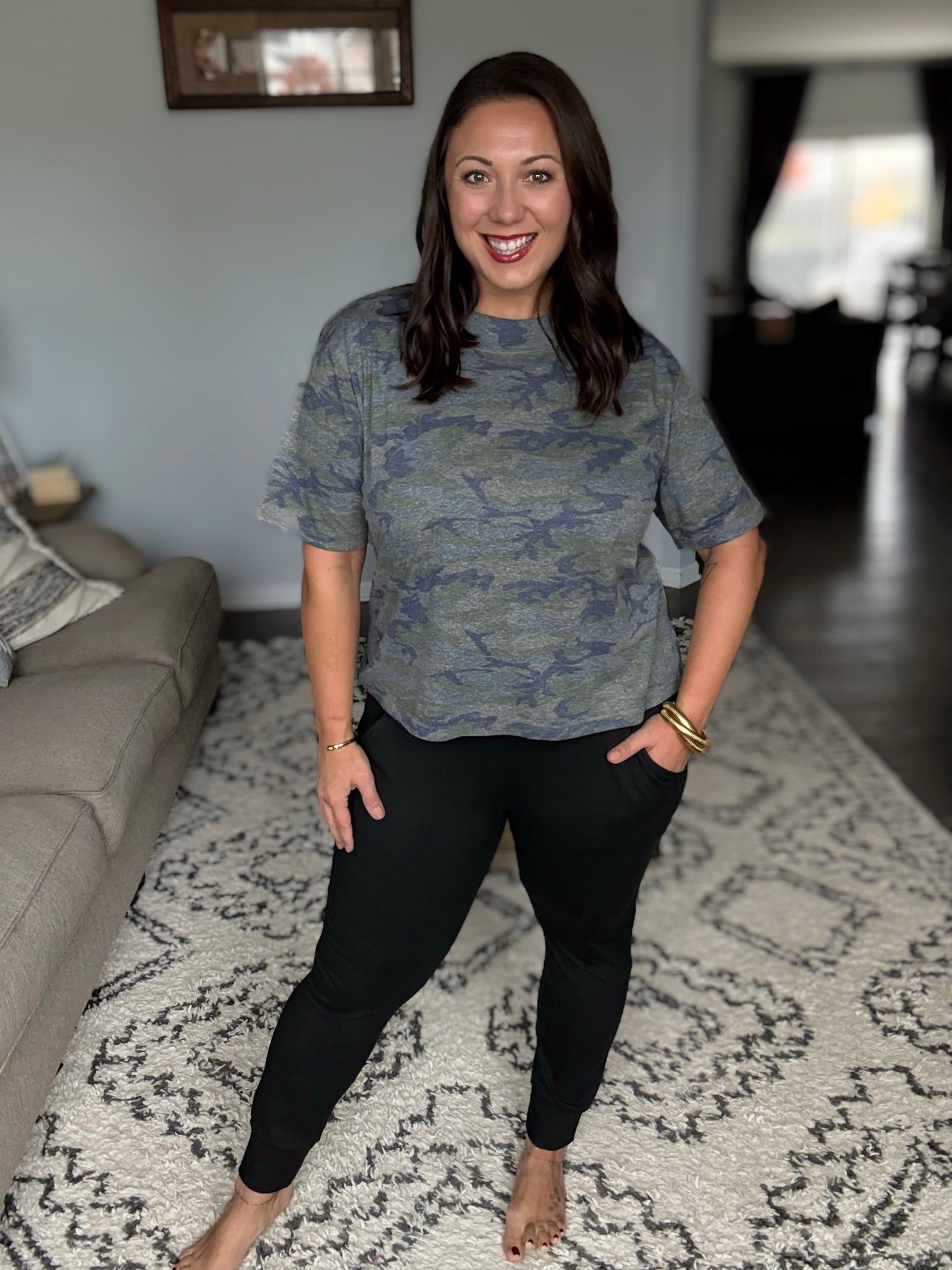 Haley Ruched Waist Jogger Leggings in Black