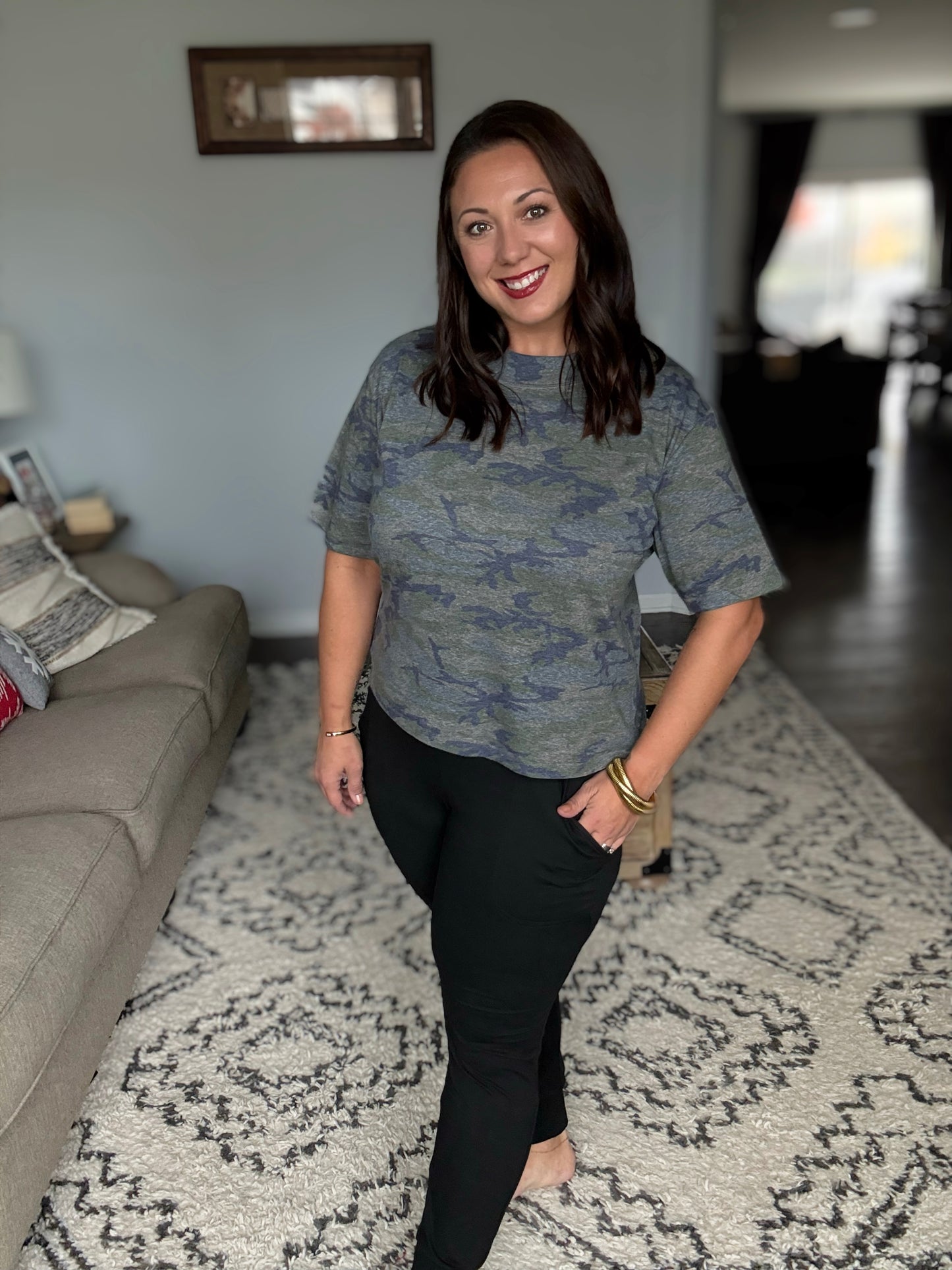 Haley Ruched Waist Jogger Leggings in Black