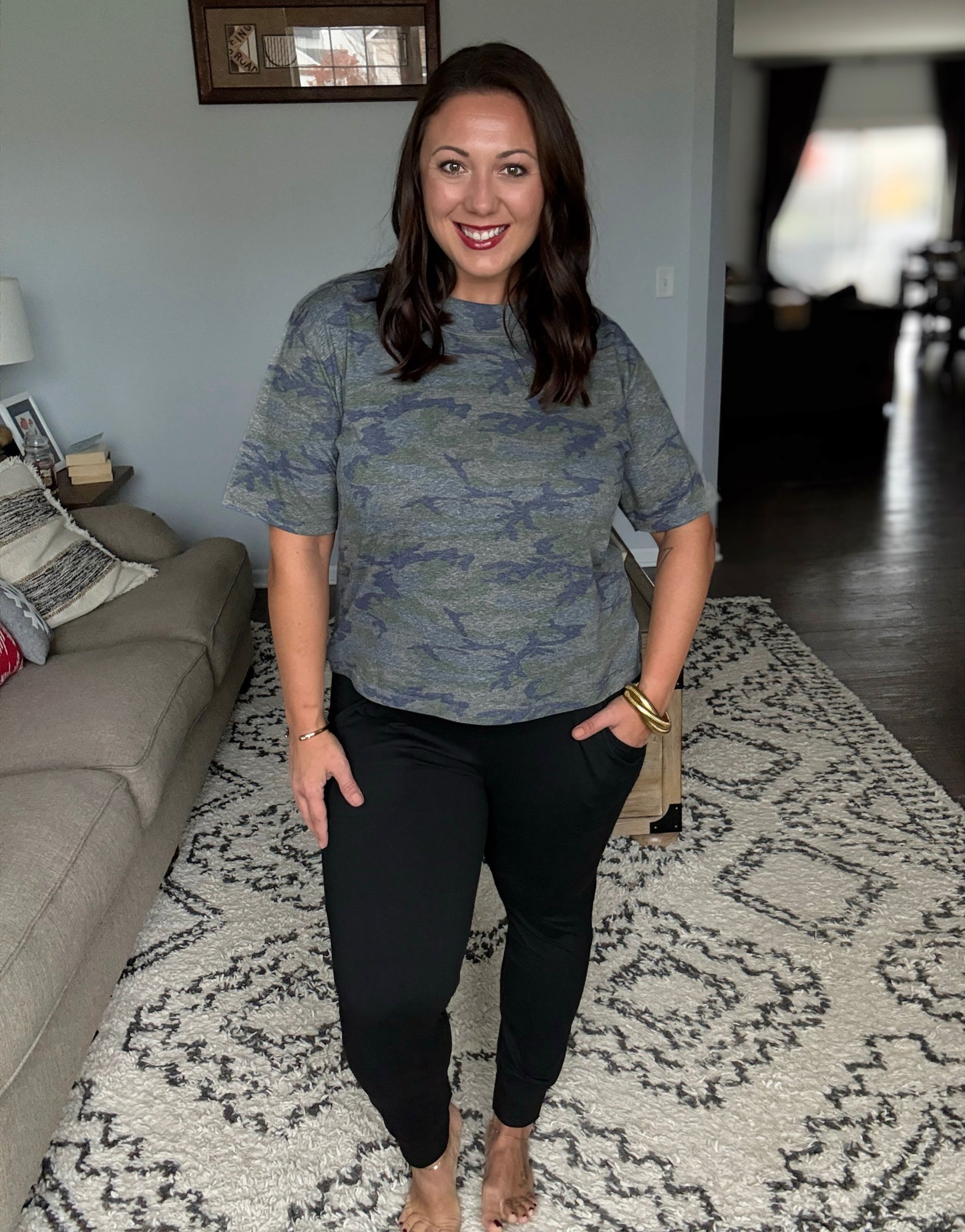 Haley Ruched Waist Jogger Leggings in Black