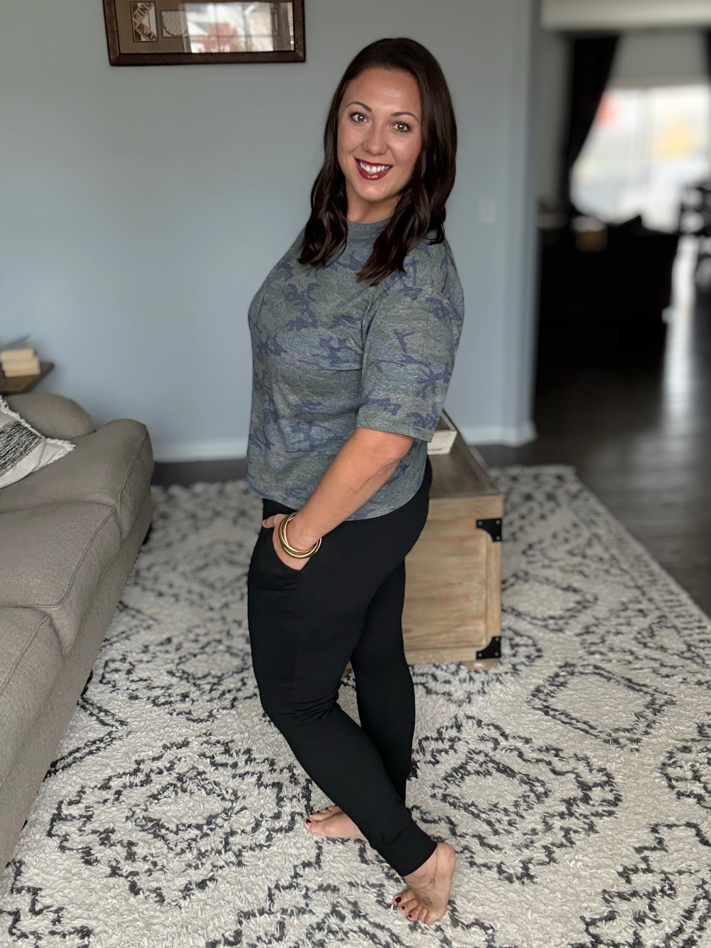 Haley Ruched Waist Jogger Leggings in Black