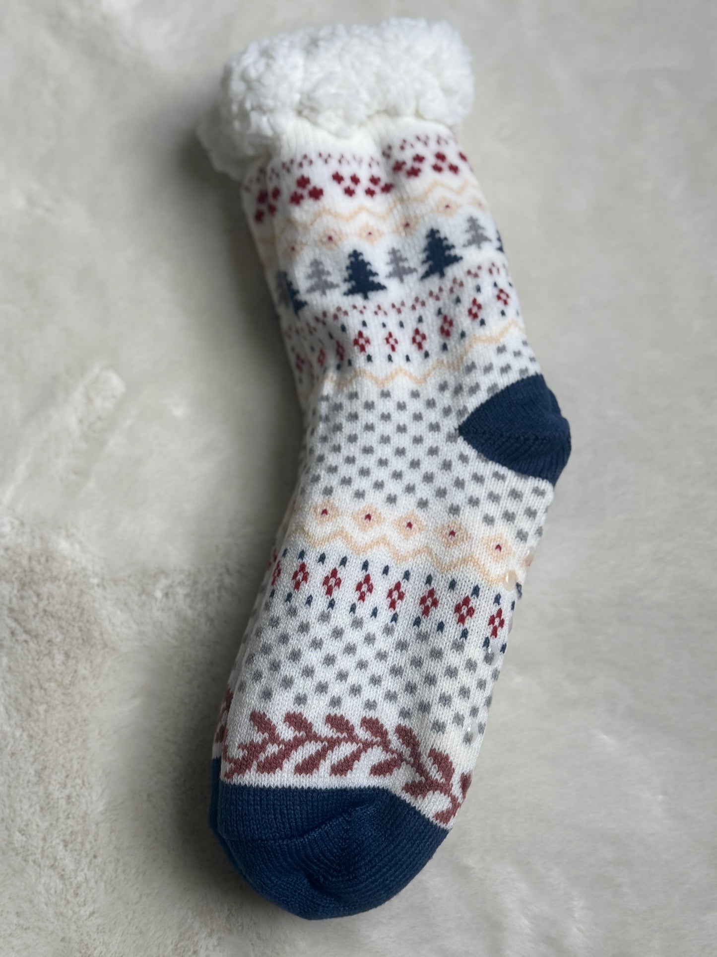Winter Pines Fair Isle Sherpa Socks in 2 Colors