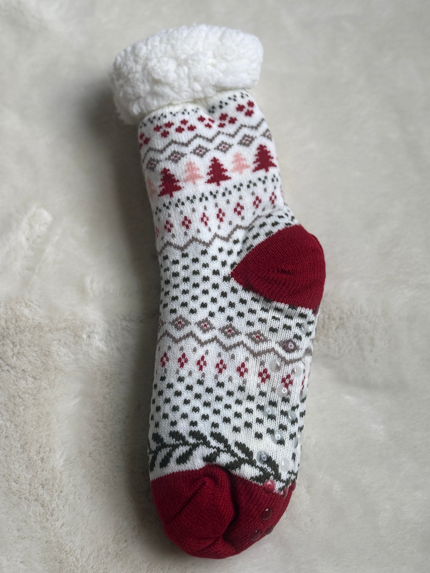 Winter Pines Fair Isle Sherpa Socks in 2 Colors