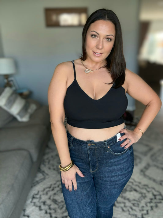 Devon Ribbed Bralette in Black and Blue (restock)