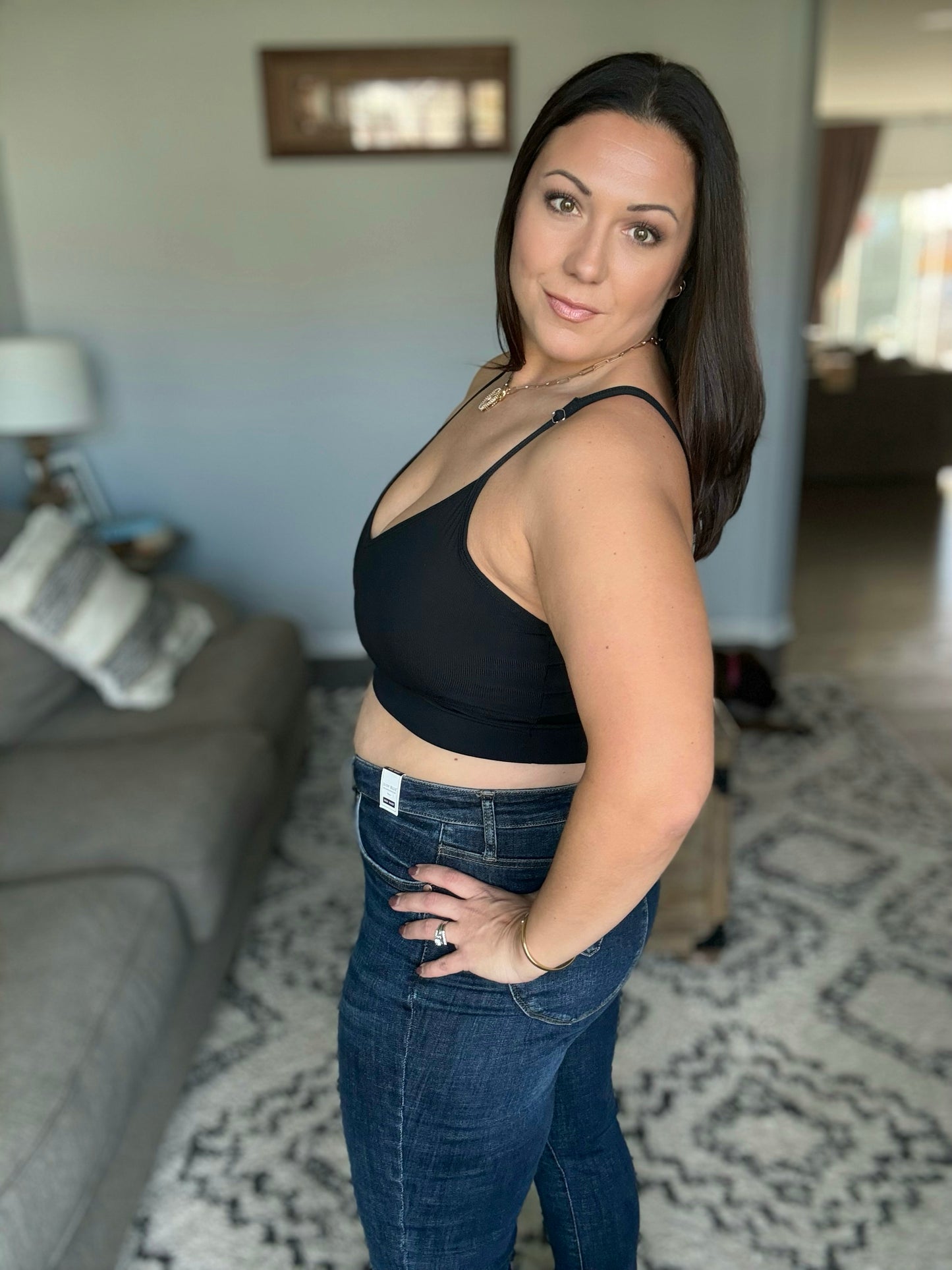 Devon Ribbed Bralette in Black and Blue