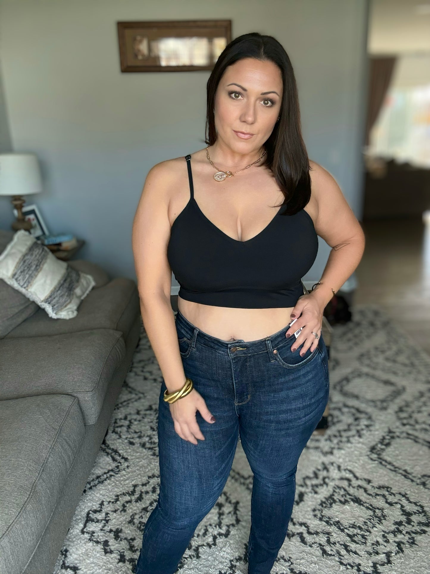 Devon Ribbed Bralette in Black and Blue