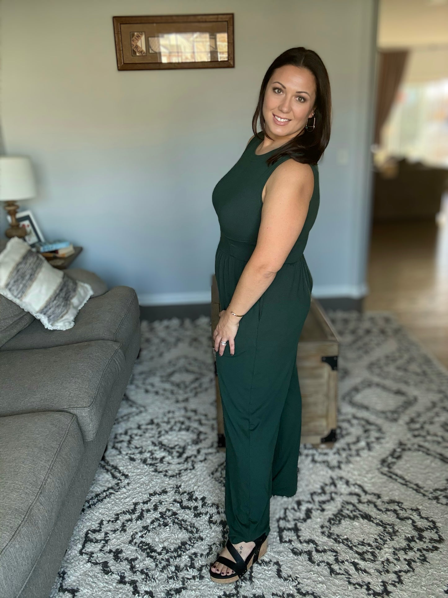 Hilary Wide Leg Jumpsuit in Green