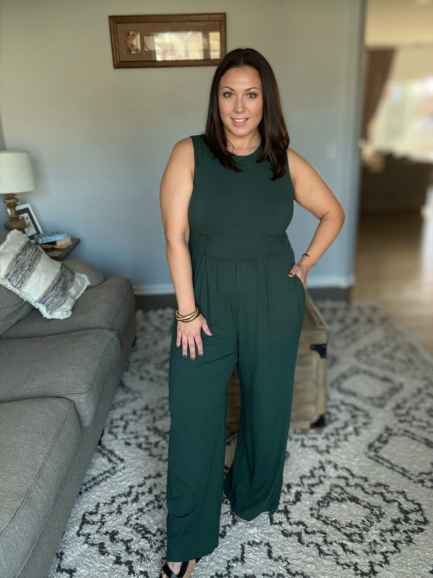 Hilary Wide Leg Jumpsuit in Green