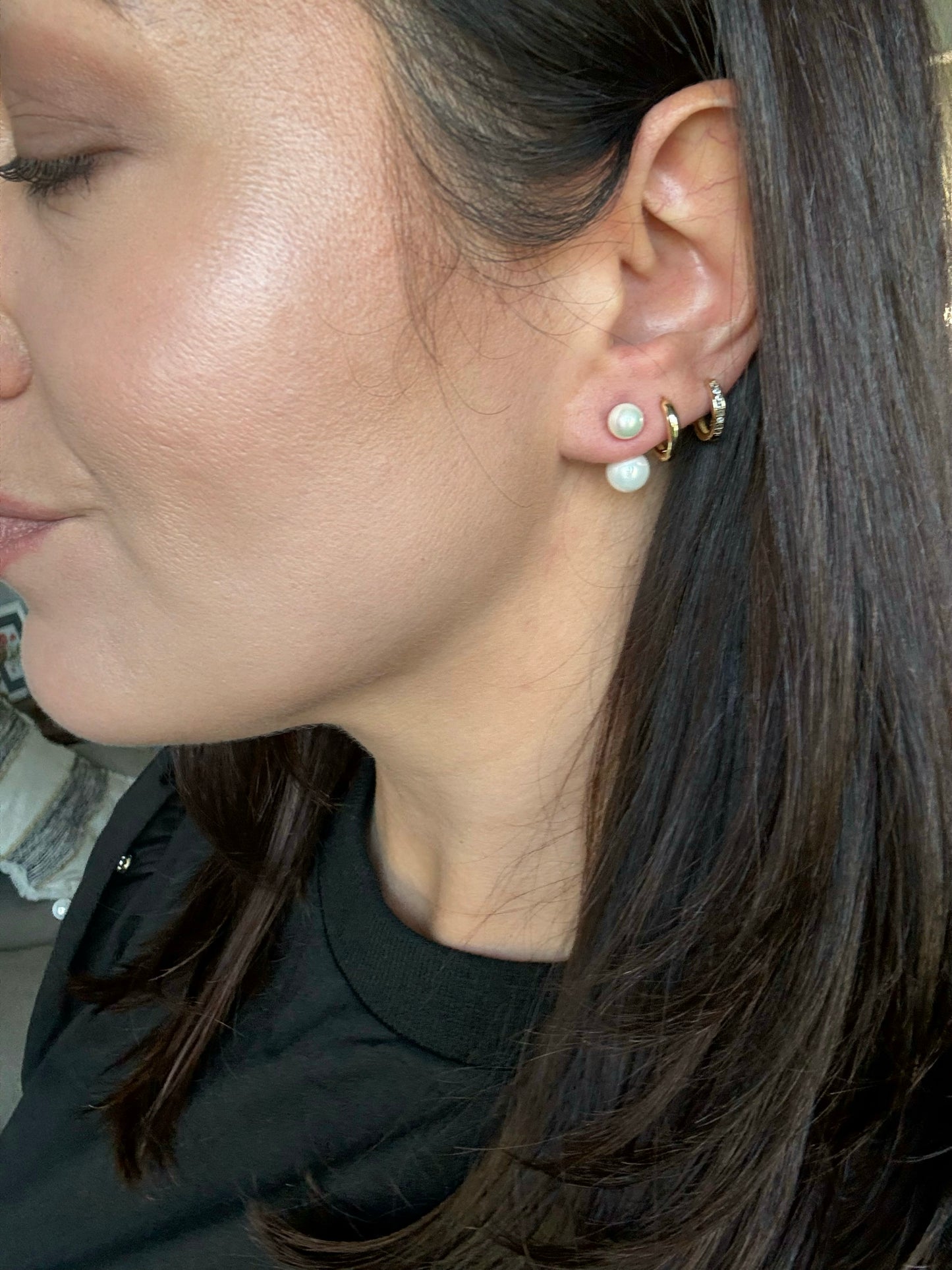 Double Pearl Stud Earrings