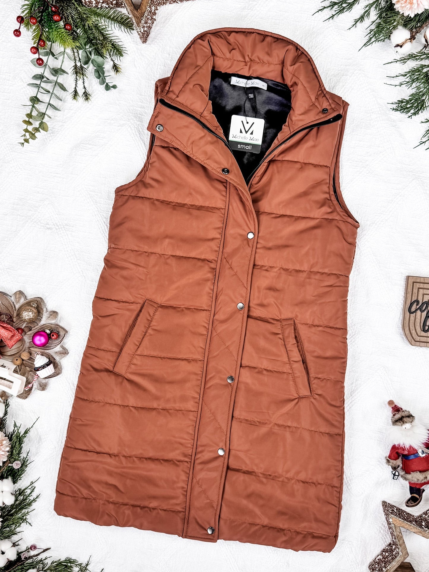 Michelle Mae Harlow Long Vest - Cinnamon