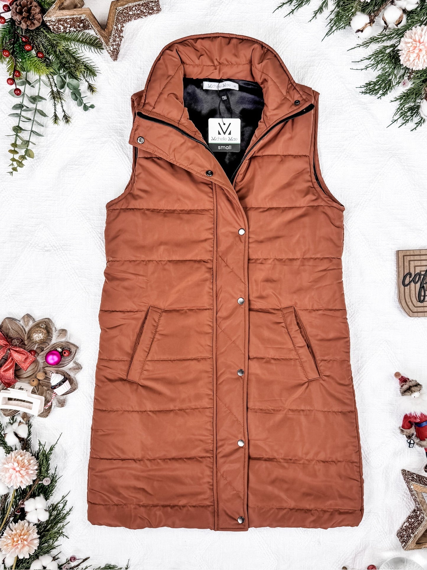 Michelle Mae Harlow Long Vest - Cinnamon