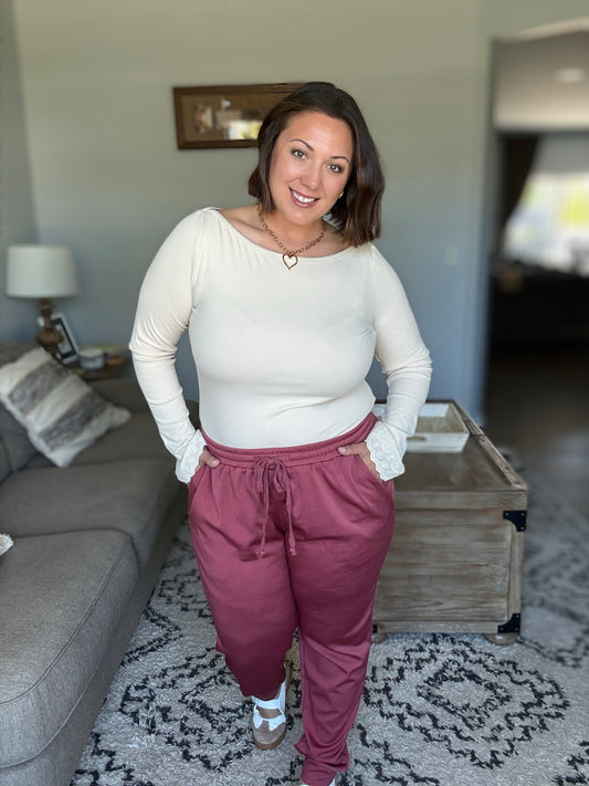 Michelle Mae Cloud Joggers - Brick