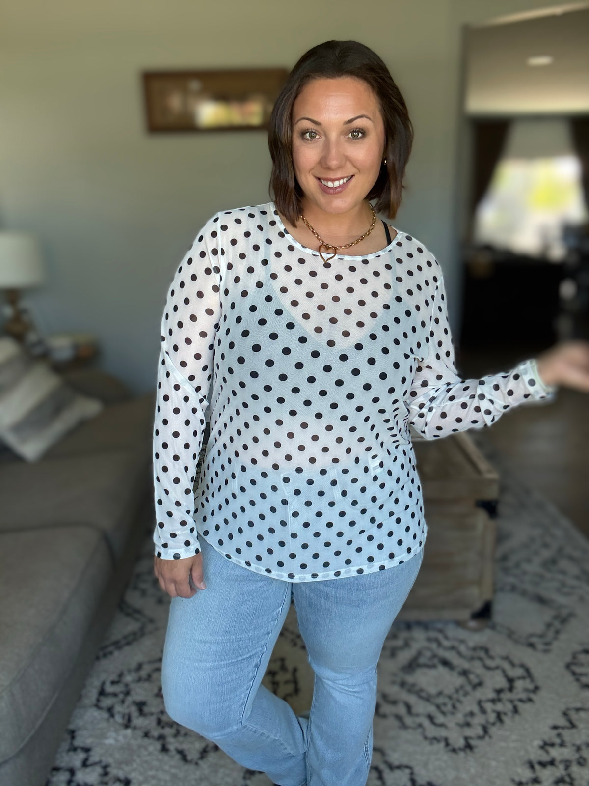 Passively Poise Long Sleeve Top in Polka Dot