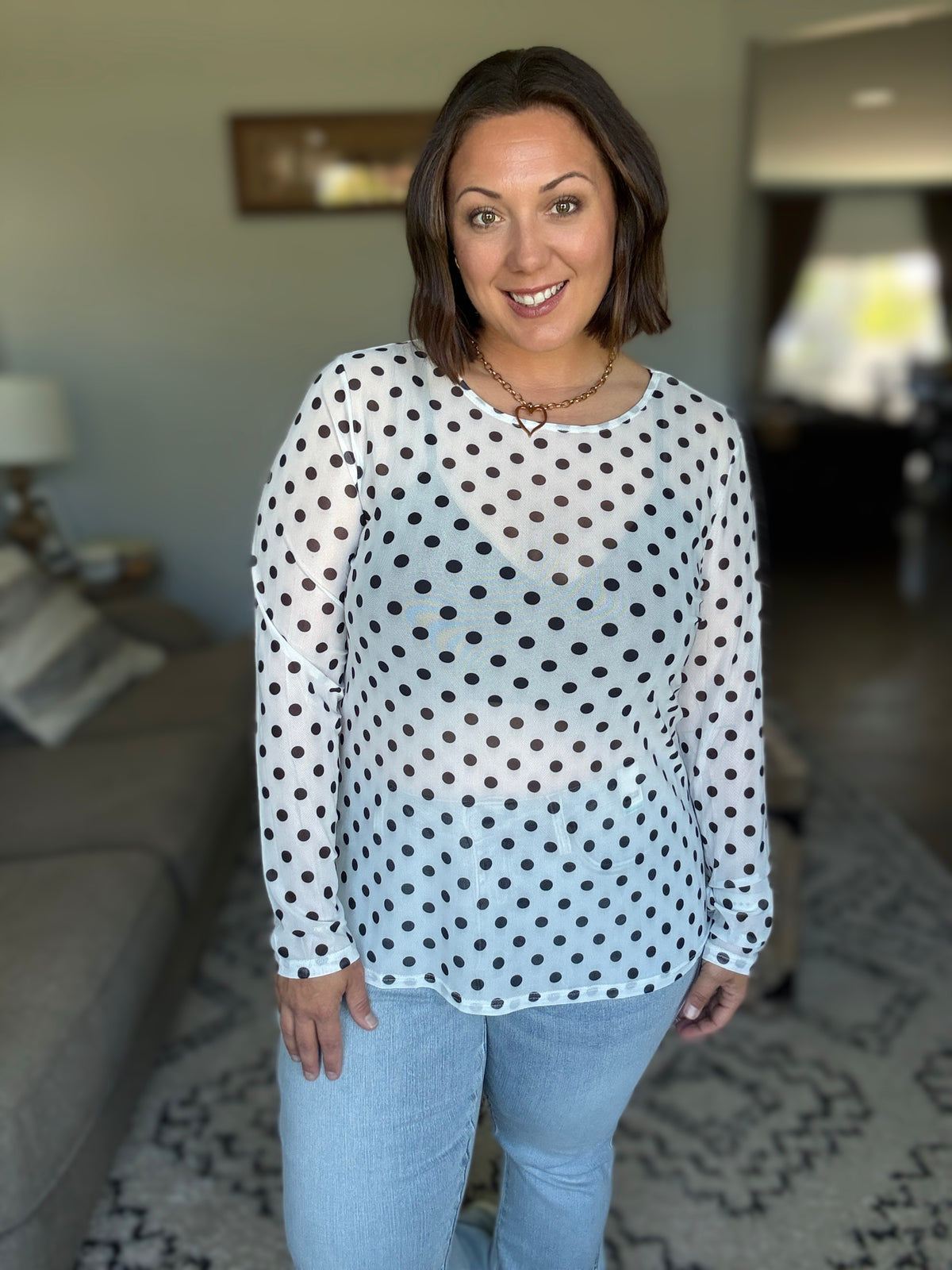 Passively Poise Long Sleeve Top in Polka Dot