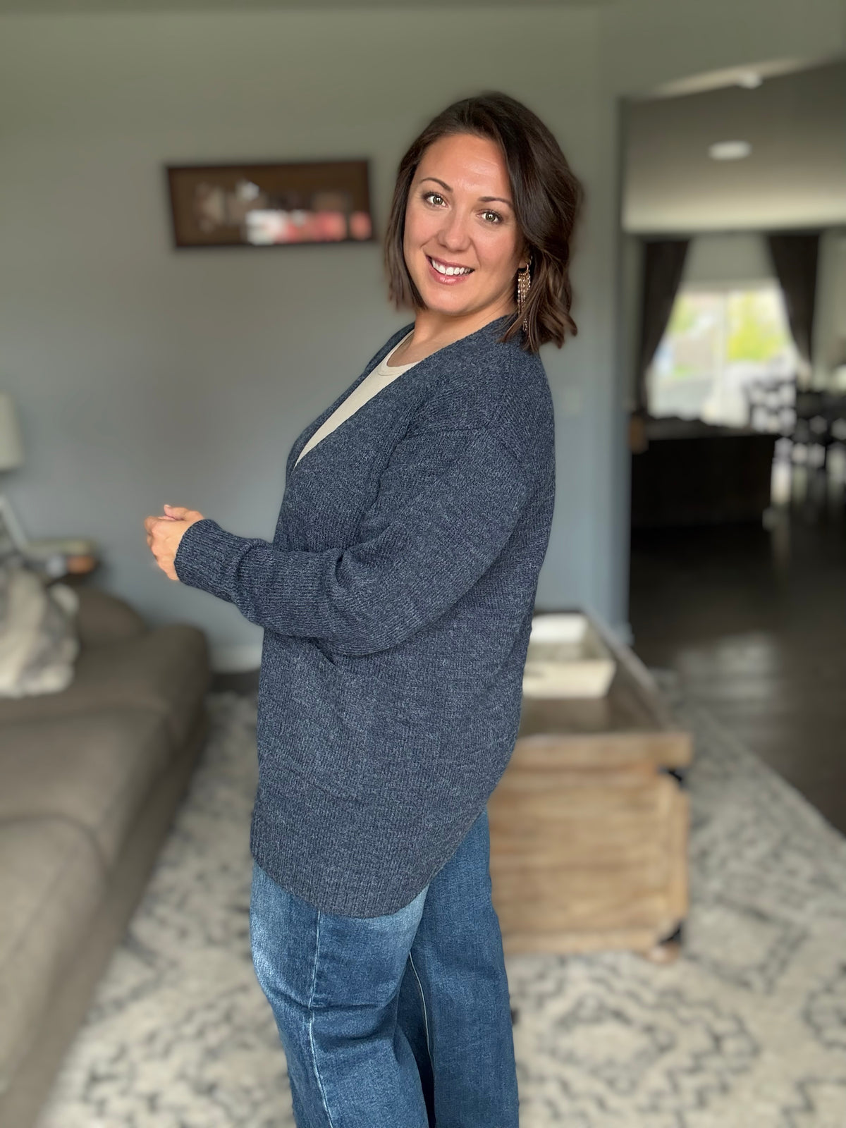 Here to Help Open Front Cardigan in Midnight