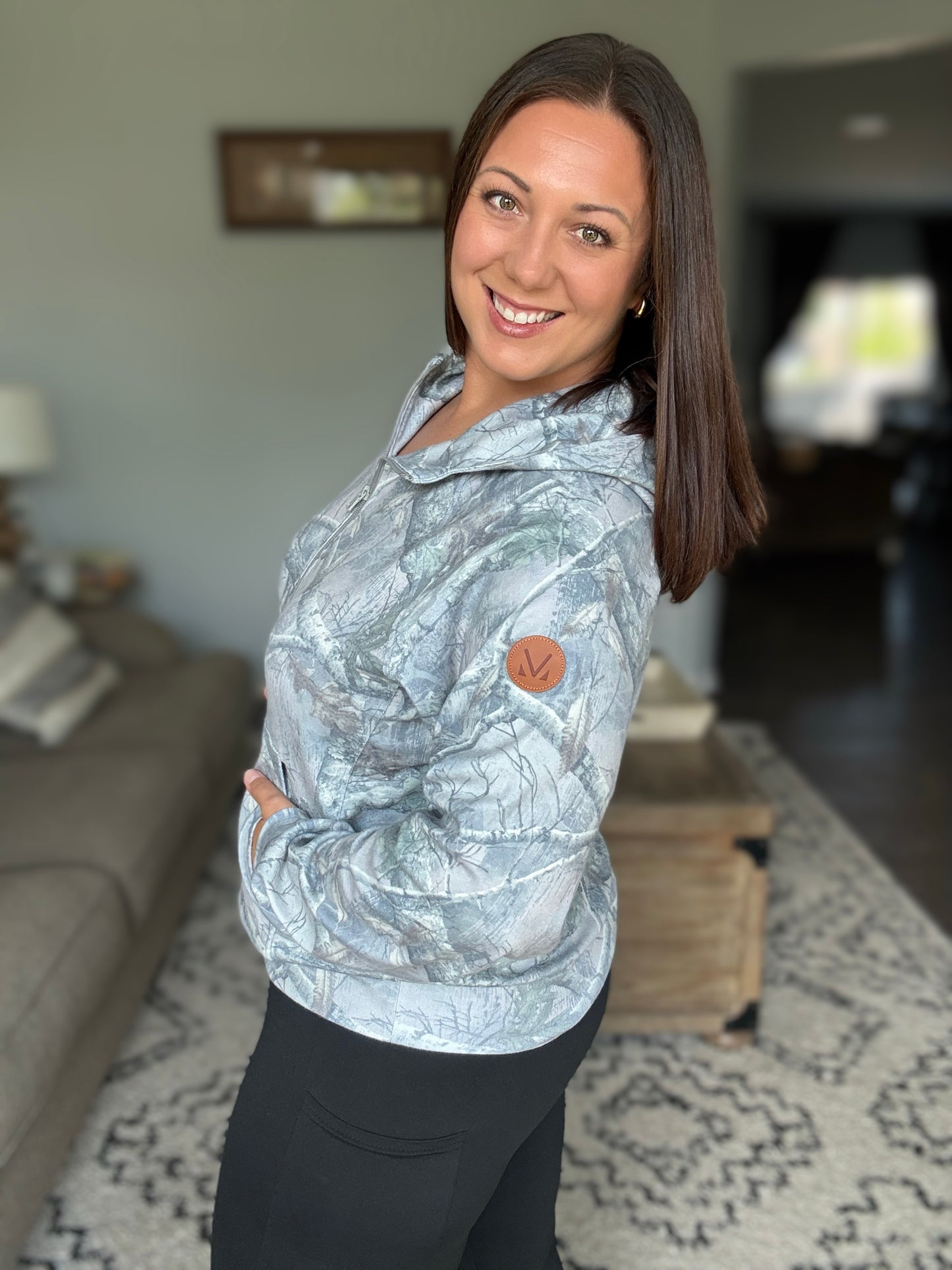Michelle Mae Shorter Halfzip Hoodie - Camo