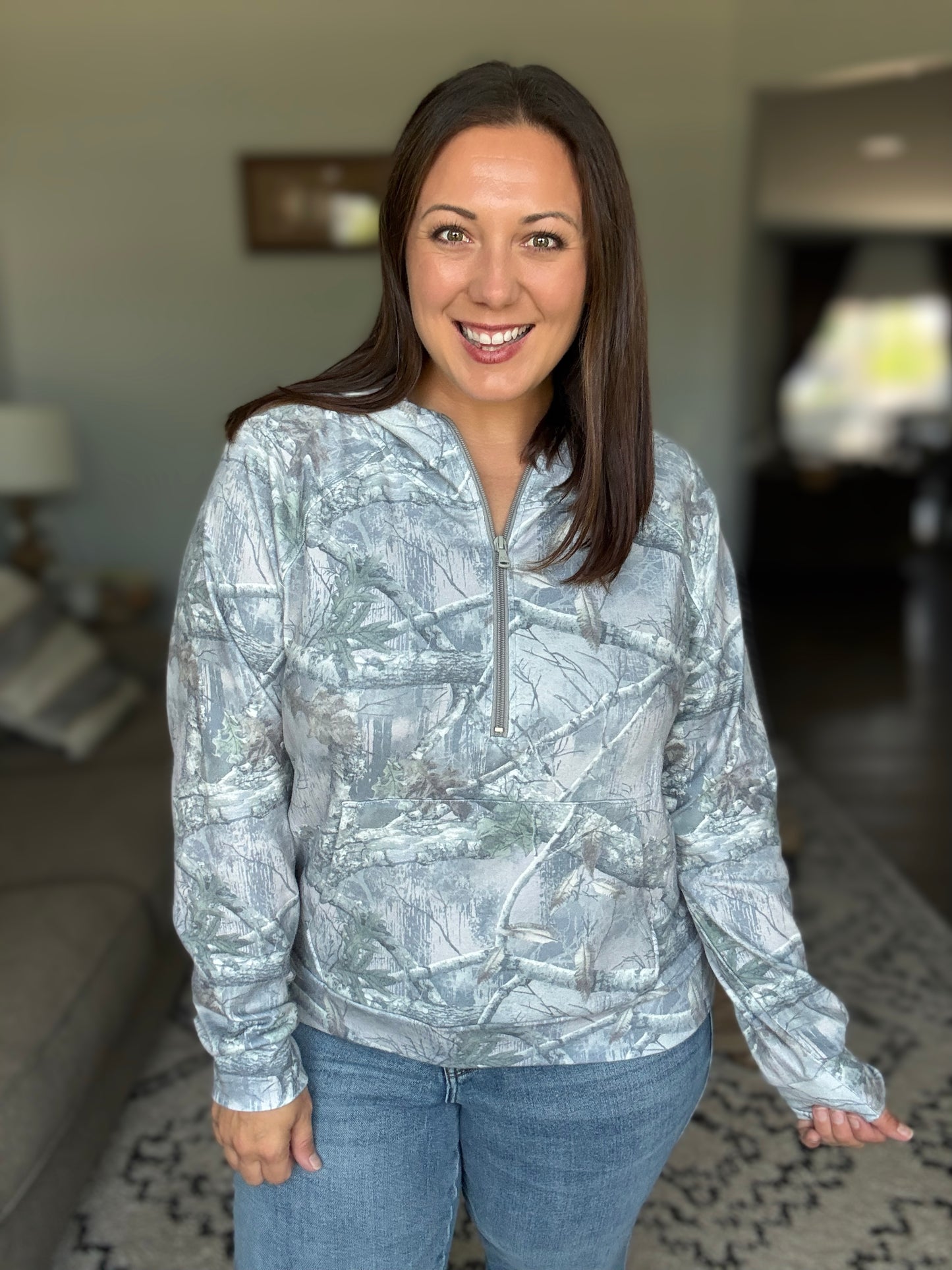 Michelle Mae Shorter Halfzip Hoodie - Camo