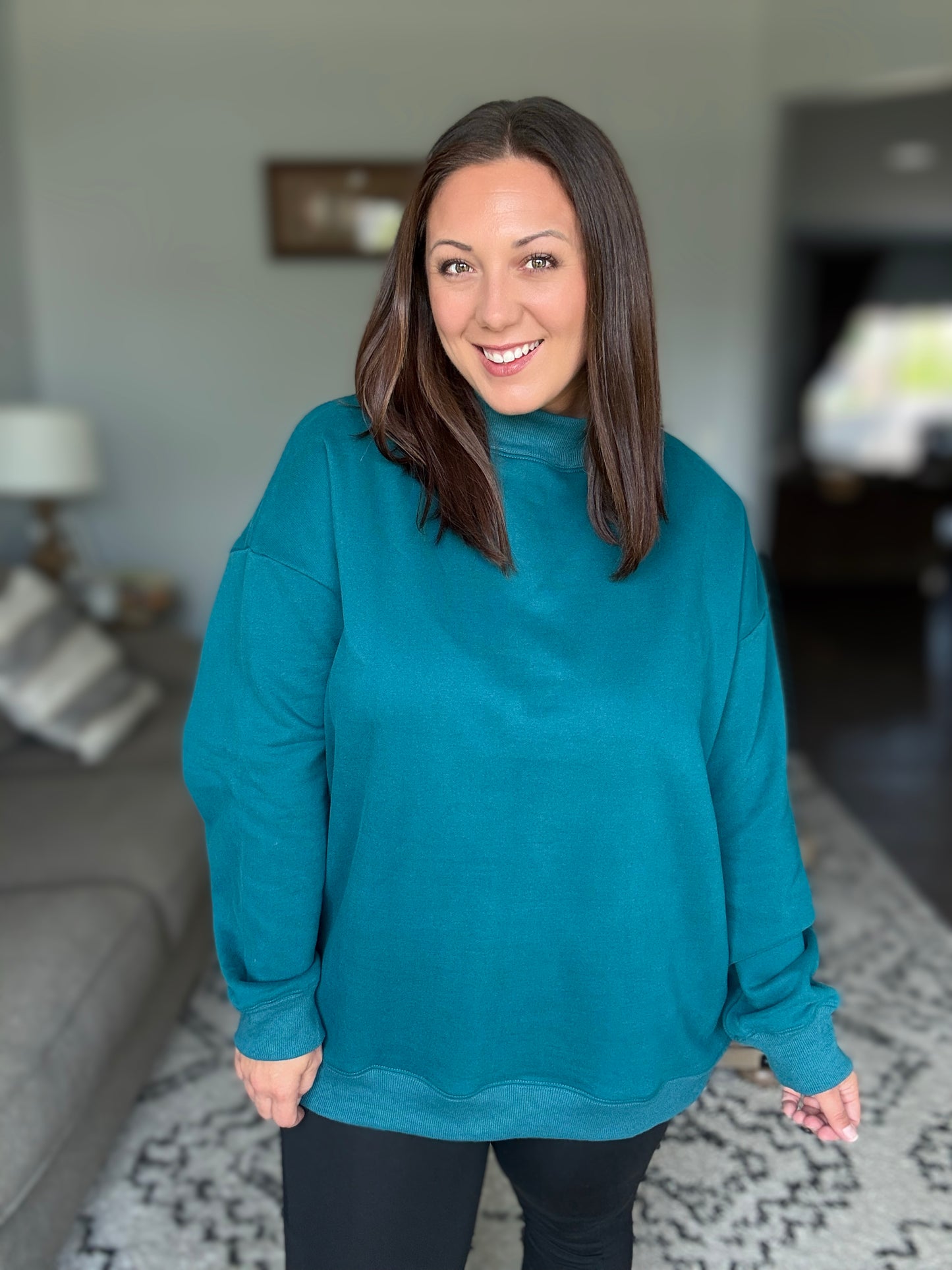 Michelle Mae Marley Mock Neck Sweatshirt - Teal