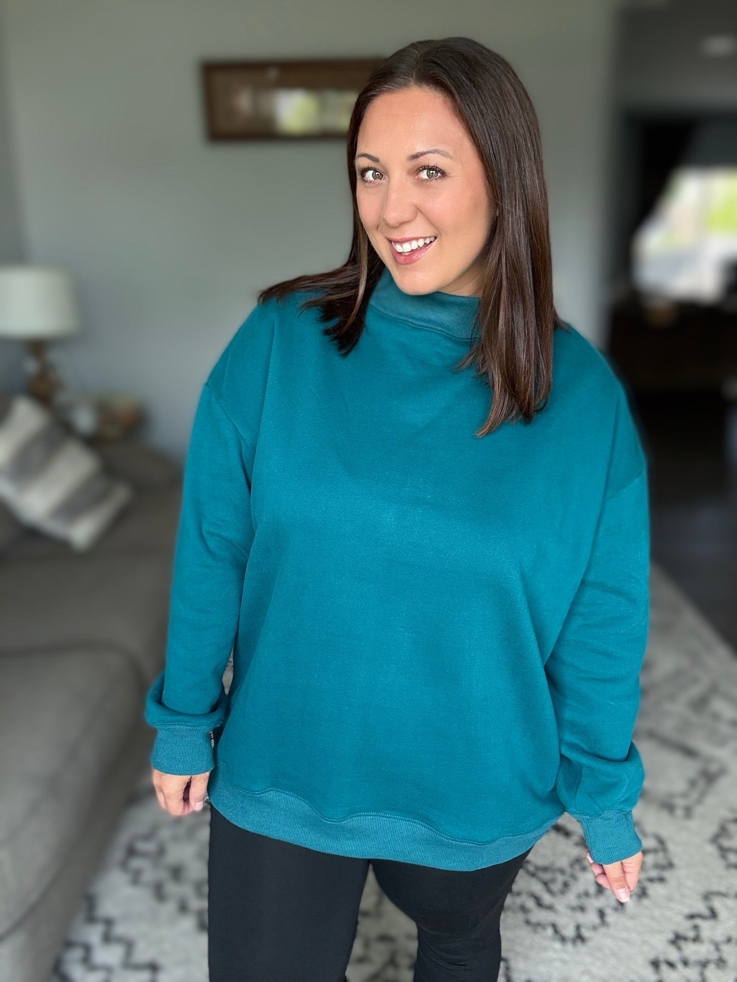 Michelle Mae Marley Mock Neck Sweatshirt - Teal