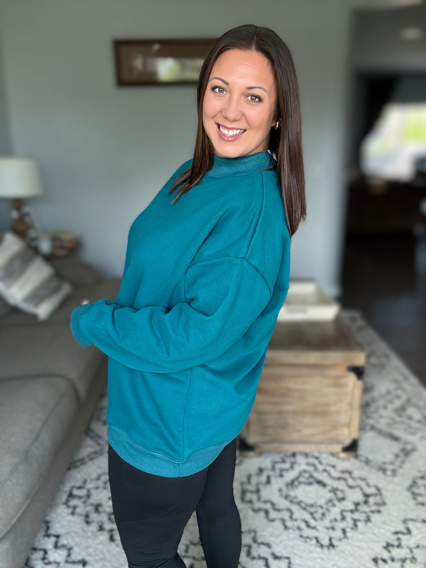 Michelle Mae Marley Mock Neck Sweatshirt - Teal